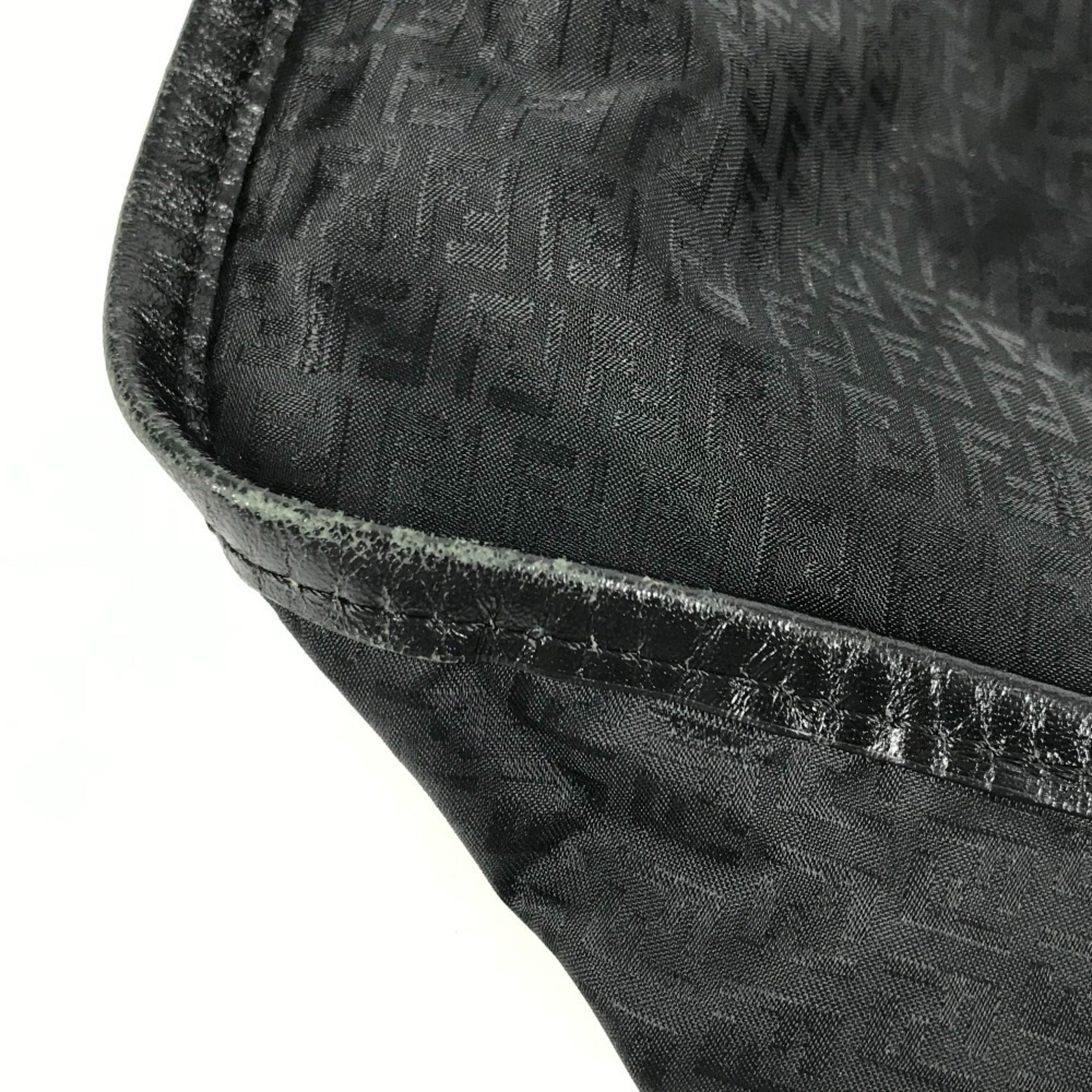 Fendi Black Leather Nylon Messenger Bag Shoulder Bag (Pre-Owned)