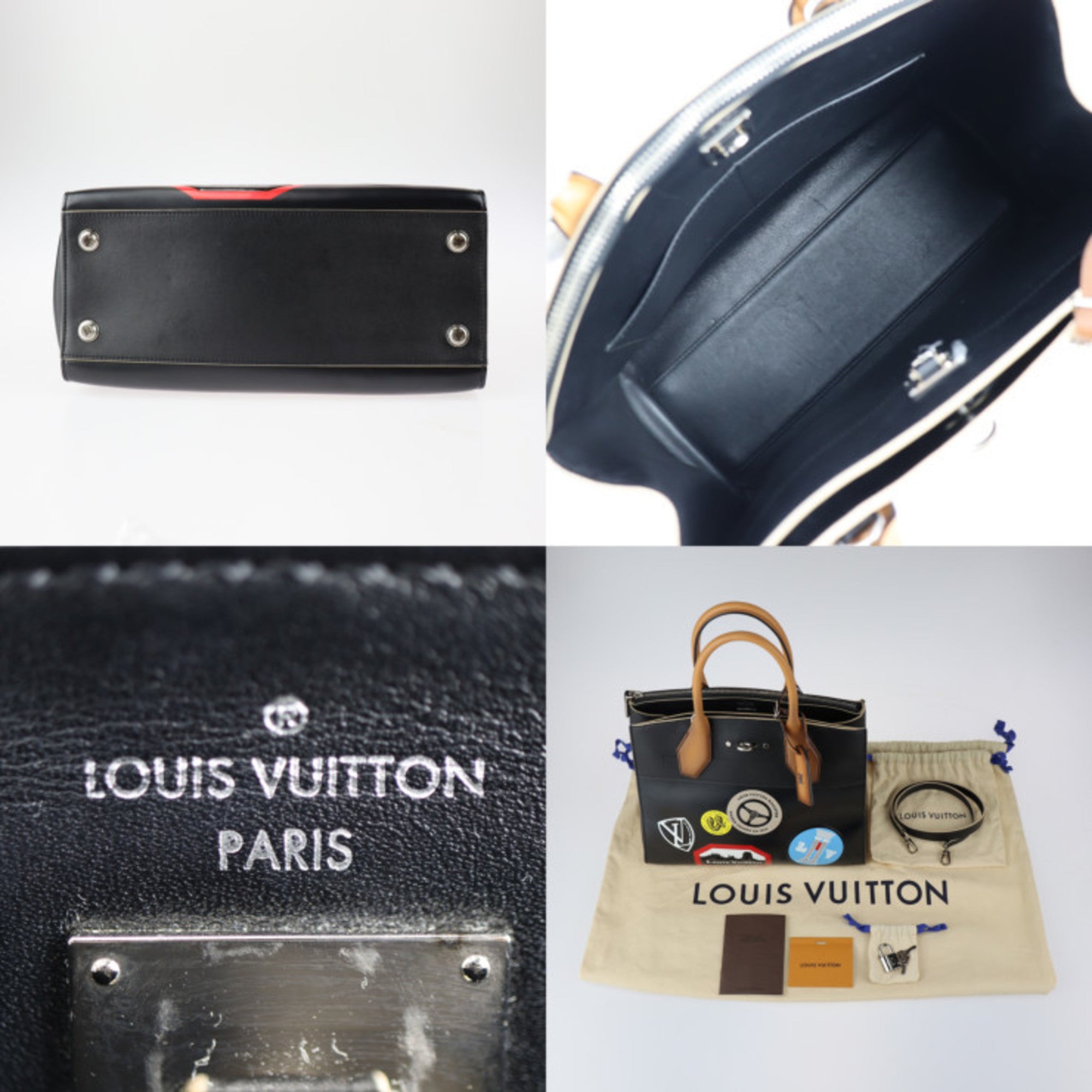 Louis Vuitton Black Multi-Color Leather Handbag Shoulder Bag Tote Bag (Pre-Owned)