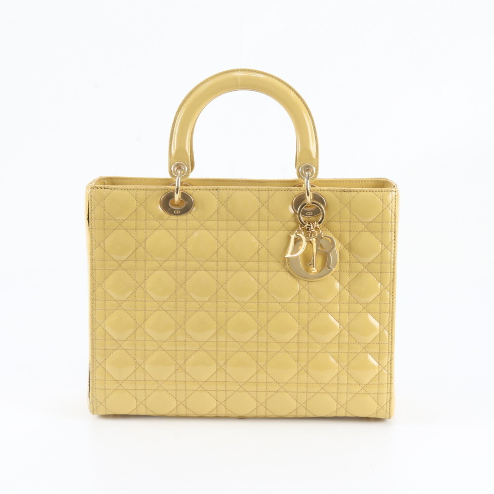 Christian Dior Yellow Leather Handbag Tote Bag (Pre-Owned)