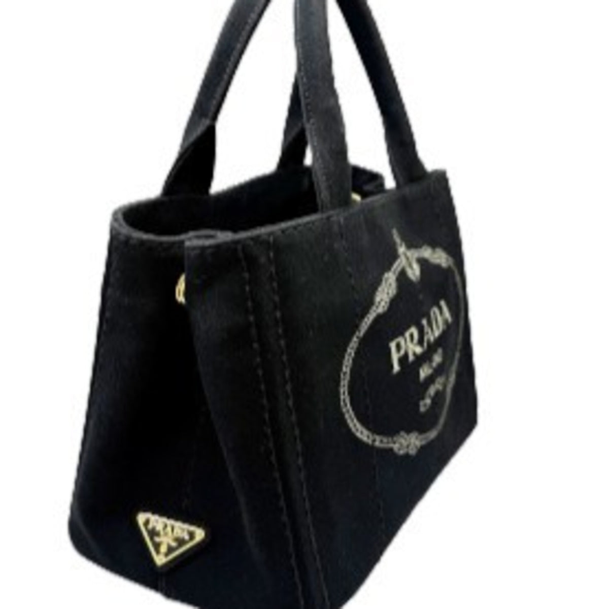 Prada Black Canvas Handbag Shoulder Bag (Pre-Owned)