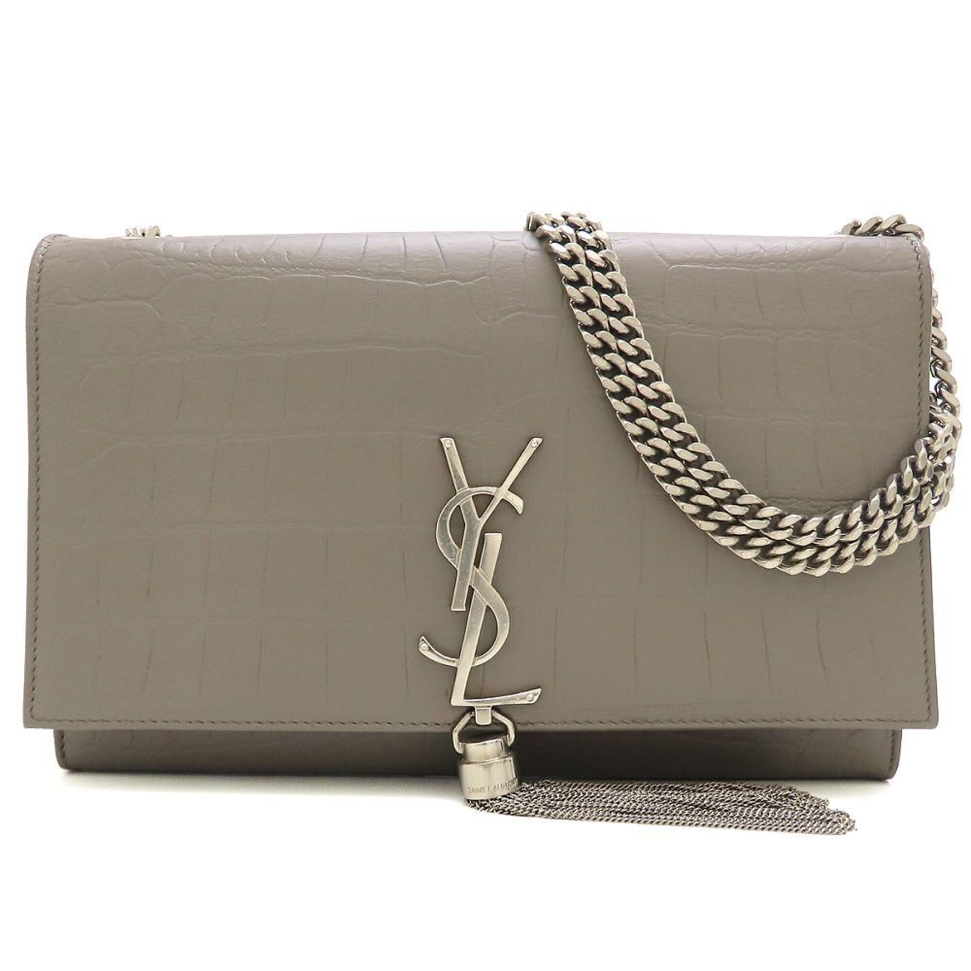 Yves Saint Laurent Gray Leather Shoulder Bag (Pre-Owned)