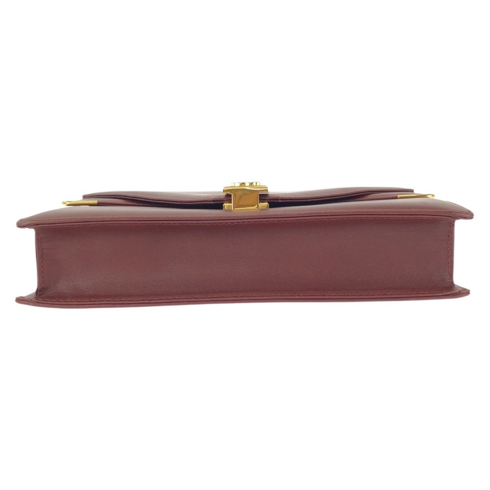 Cartier Bordeaux Wine Red Leather Shoulder Bag (Pre-Owned)