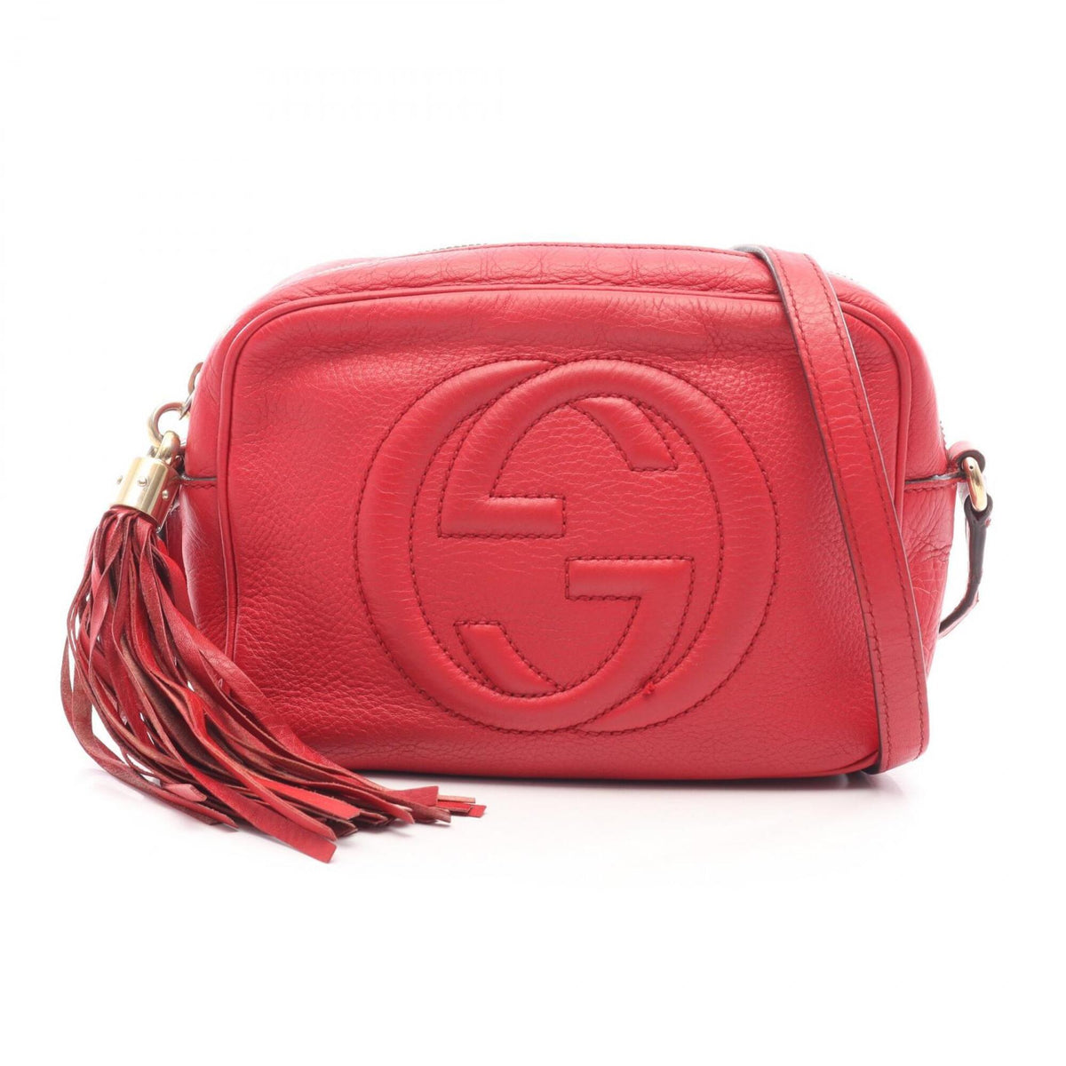 Gucci Red Color Leather Handbag Shoulder Bag (Pre-Owned)