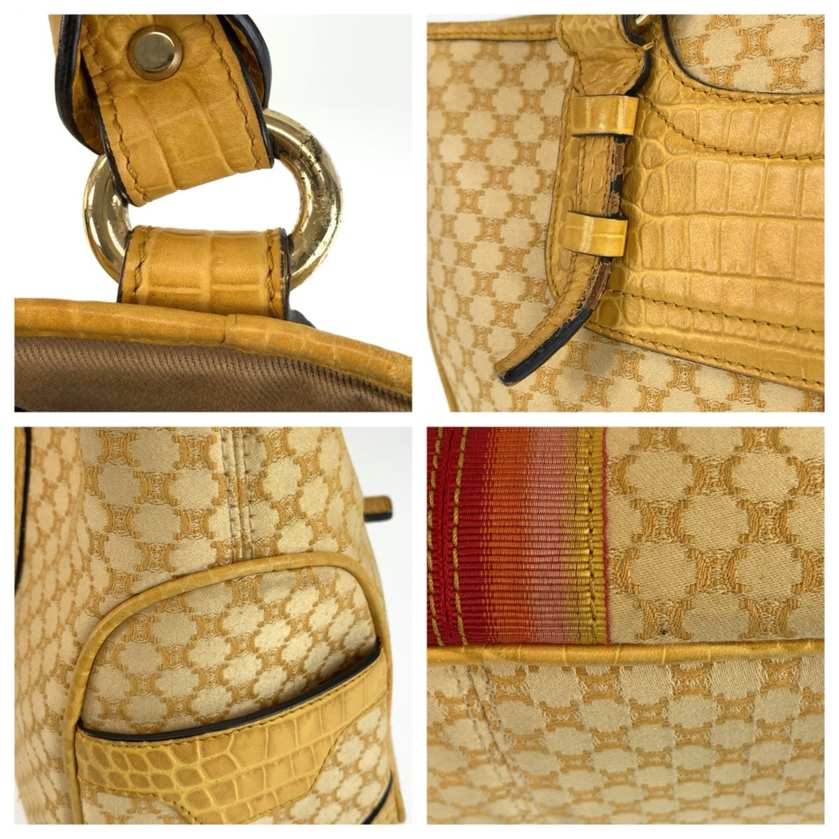 Celine Yellow Canvas Leather Handbag Tote Bag (Pre-Owned)