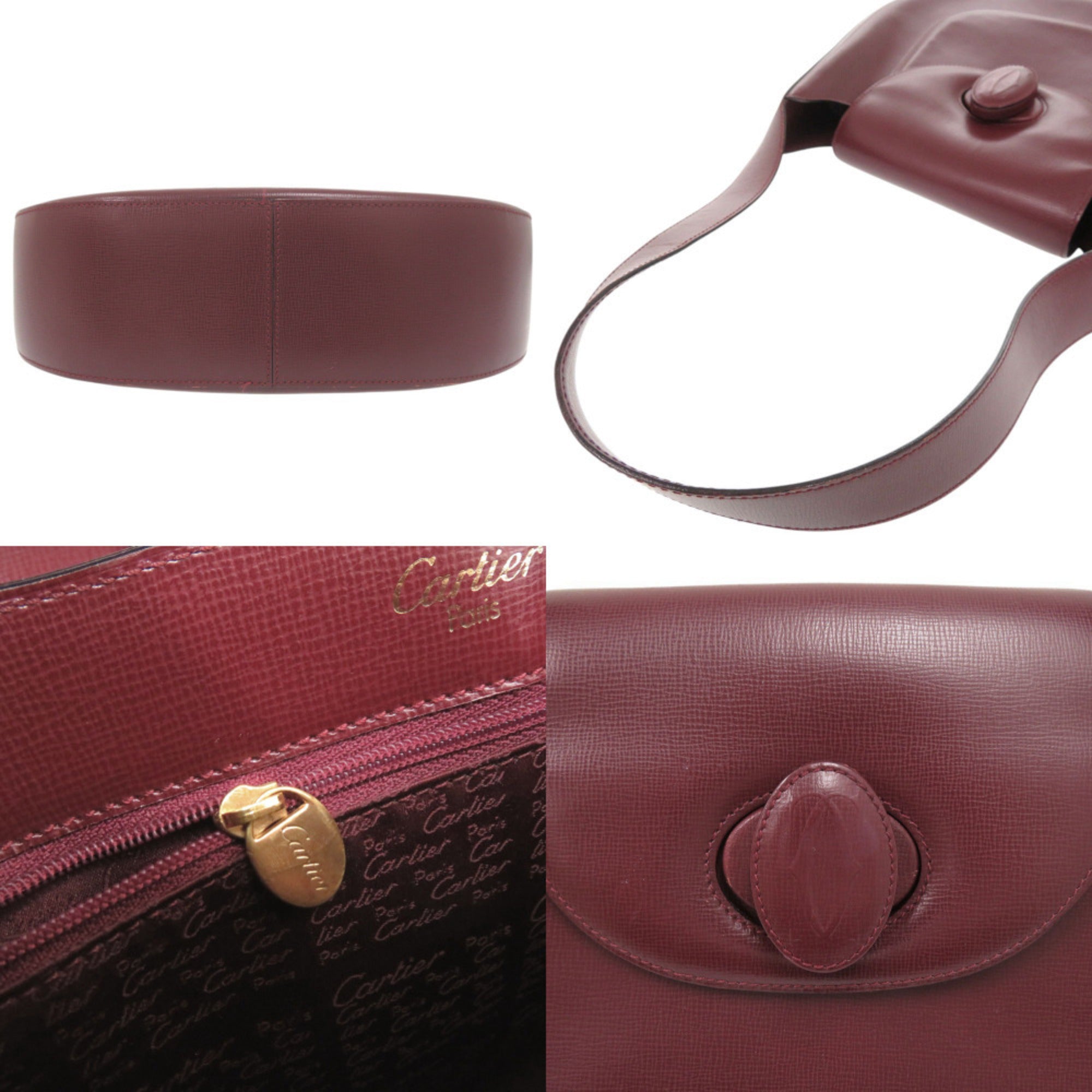 Cartier Bordeaux Leather Shoulder Bag (Pre-Owned)