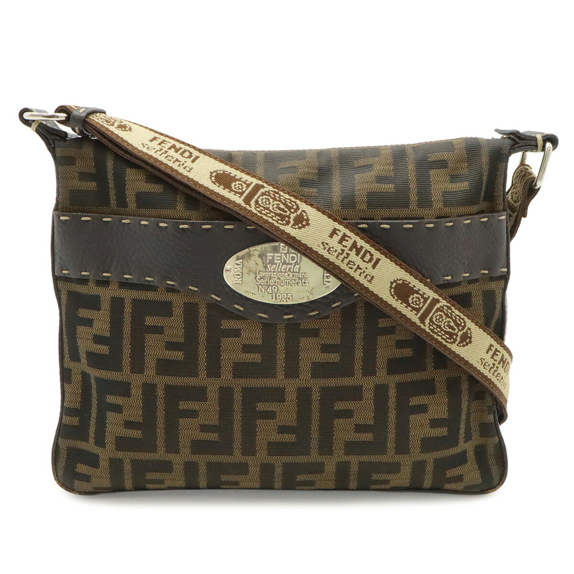 Fendi Brown Canvas Shoulder Bag (Pre-Owned)