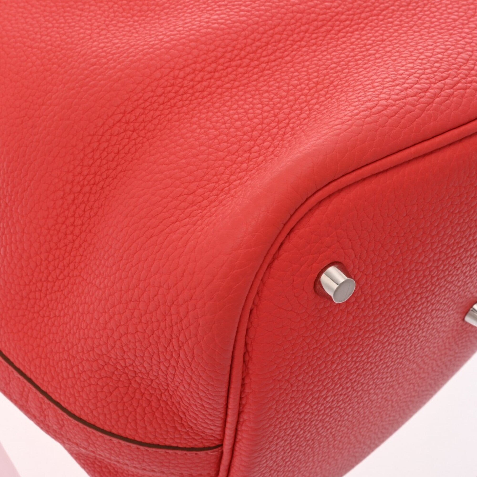 Hermes Red Color Taurillon Clemence Leather Handbag (Pre-Owned)