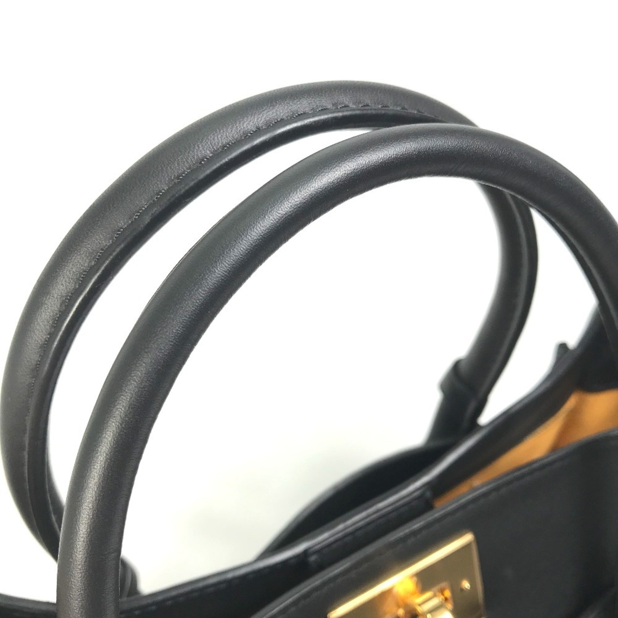 Louis Vuitton Black Leather Handbag Shoulder Bag Tote Bag (Pre-Owned)