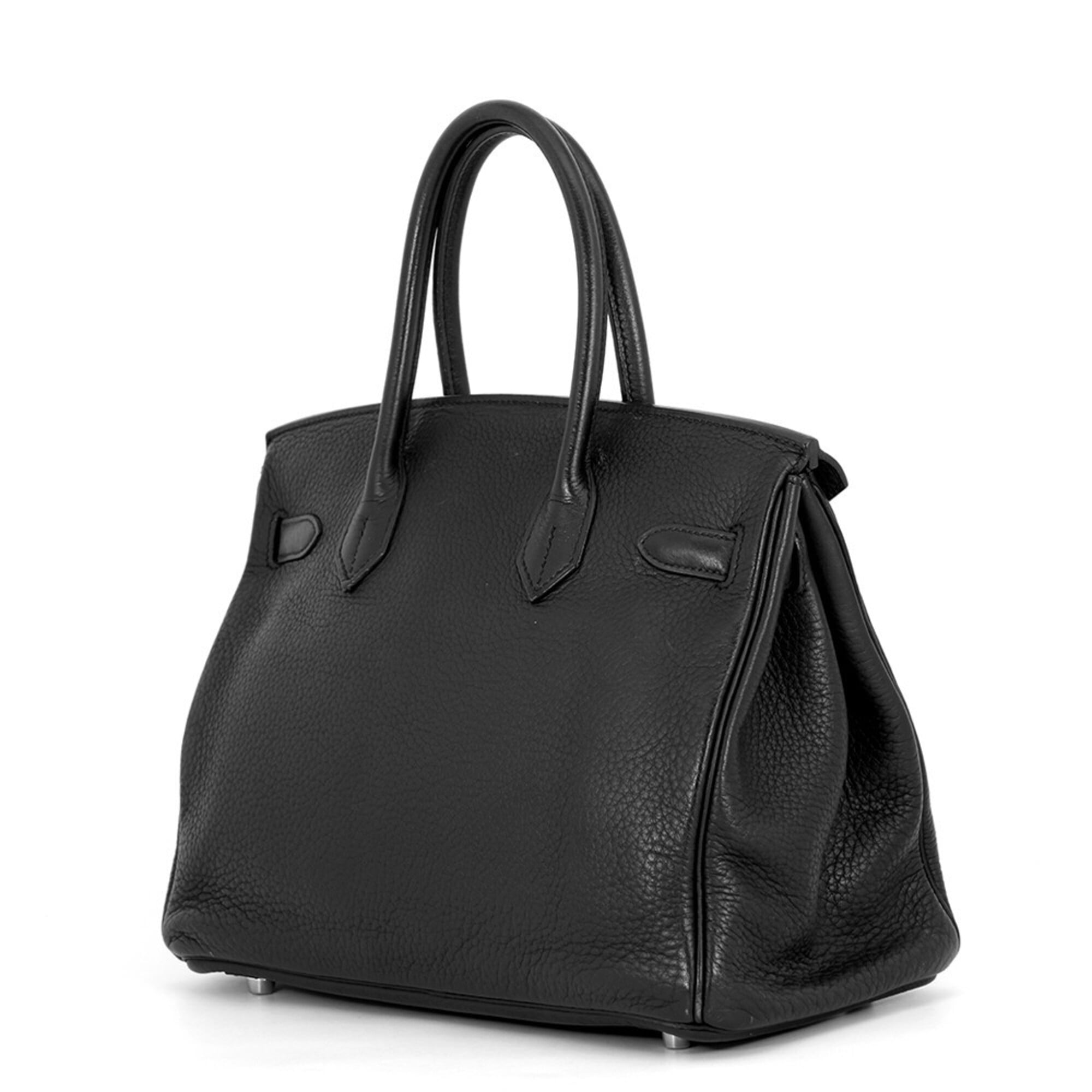Hermes Birkin Black Taurillon Clemence Leather Handbag (Pre-Owned)