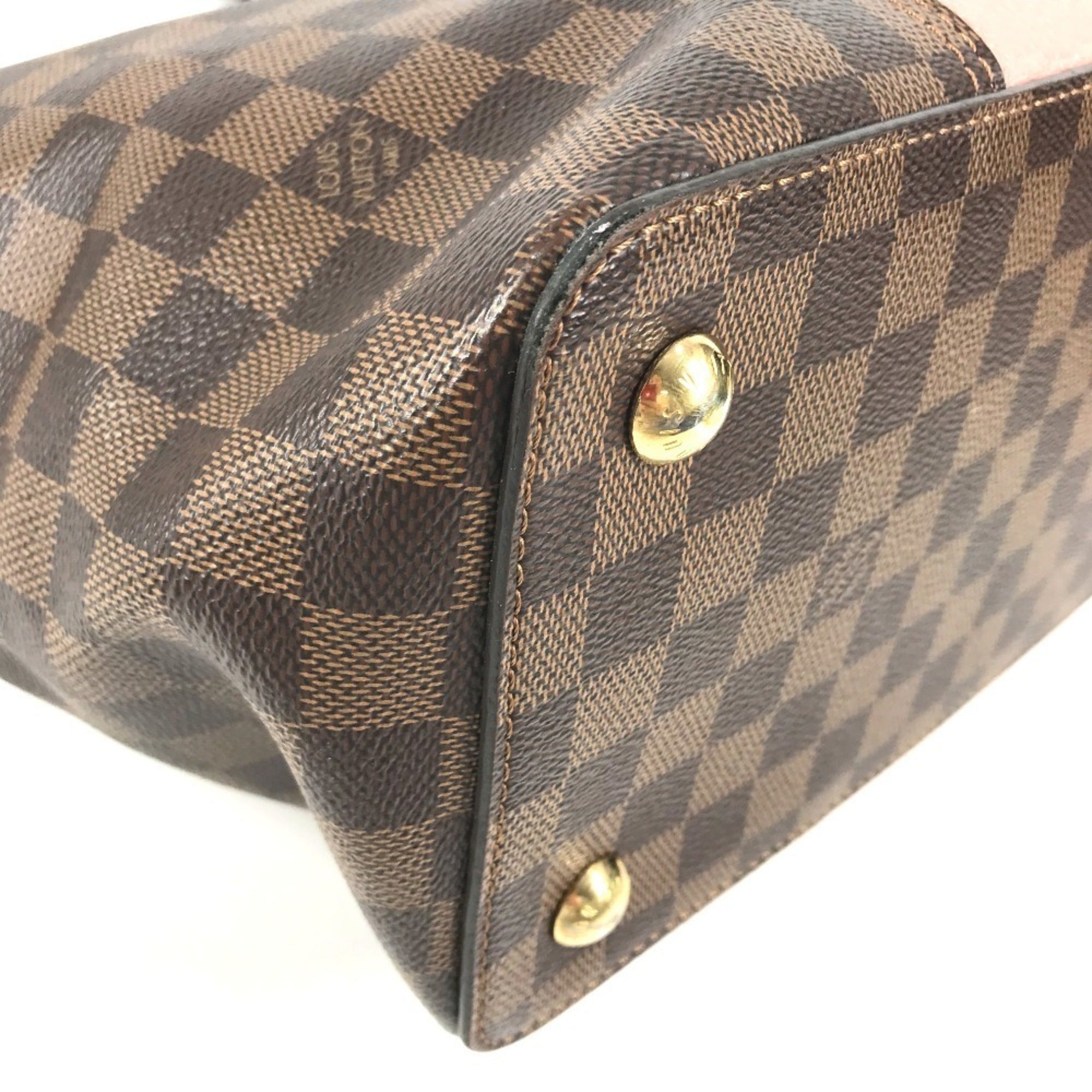 Louis Vuitton Brown Damier Canvas Galle Magnolia Pink Jersey Handbag Shoulder Bag Tote Bag (Pre-Owned)