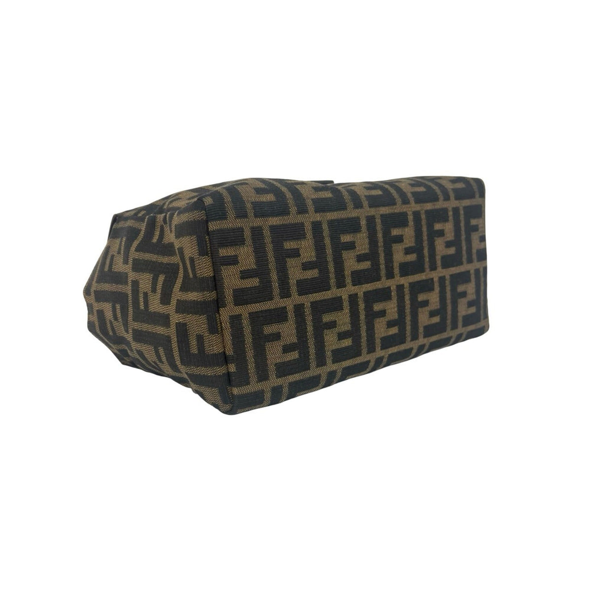 Fendi Black Brown Canvas Leather Handbag Tote Bag (Pre-Owned)