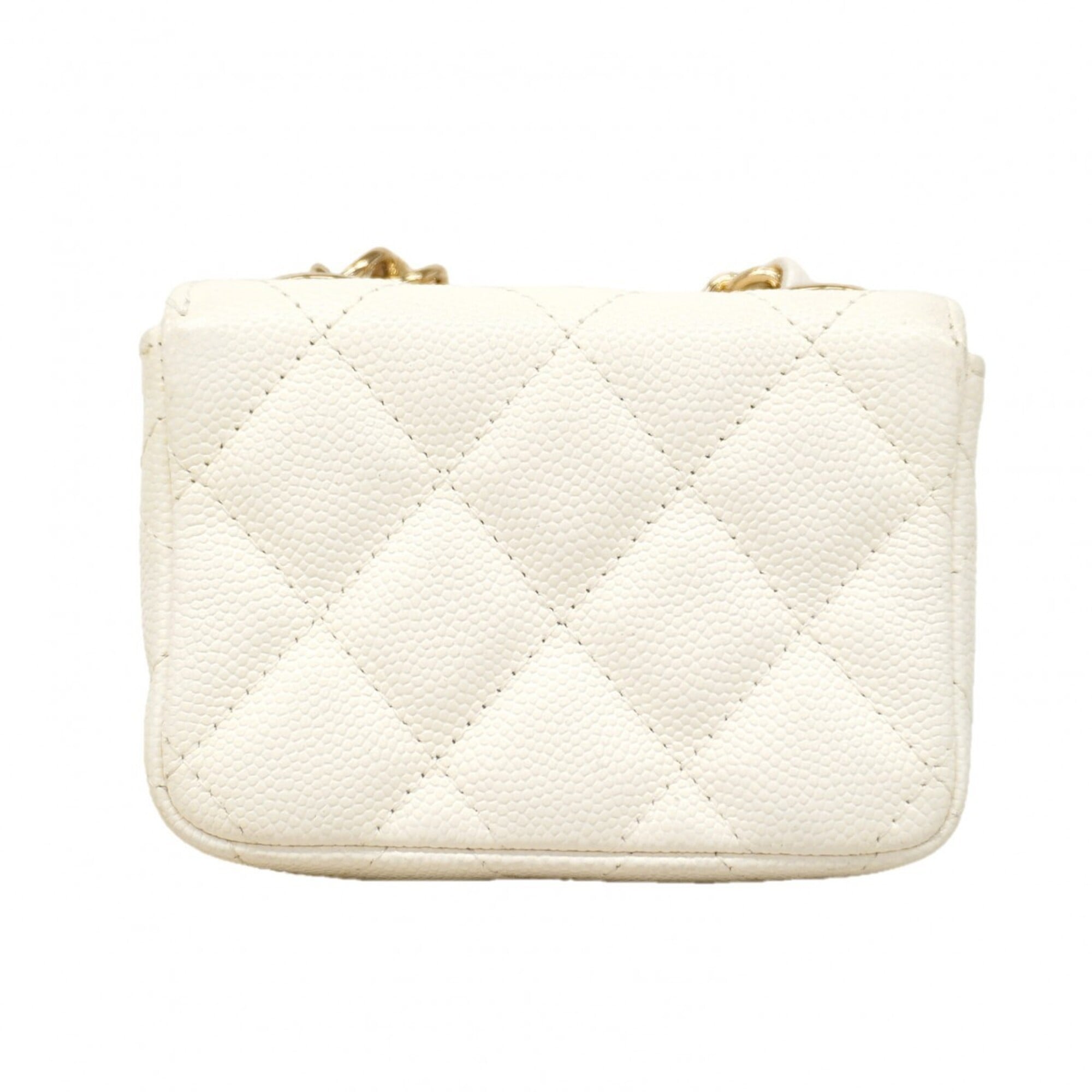 Chanel White Grained Calfskin Pochette (Pre-Owned)