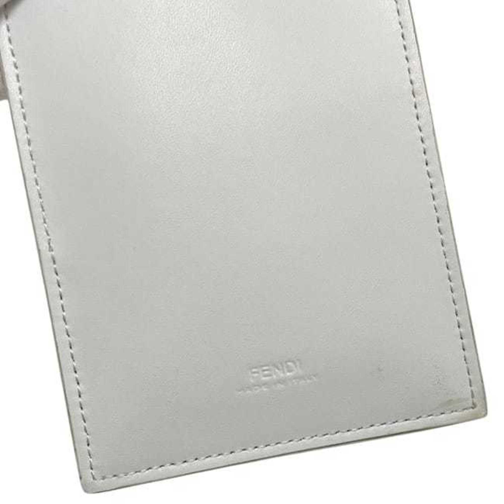 Fendi Beige White Leather Fur Pouch (Pre-Owned)