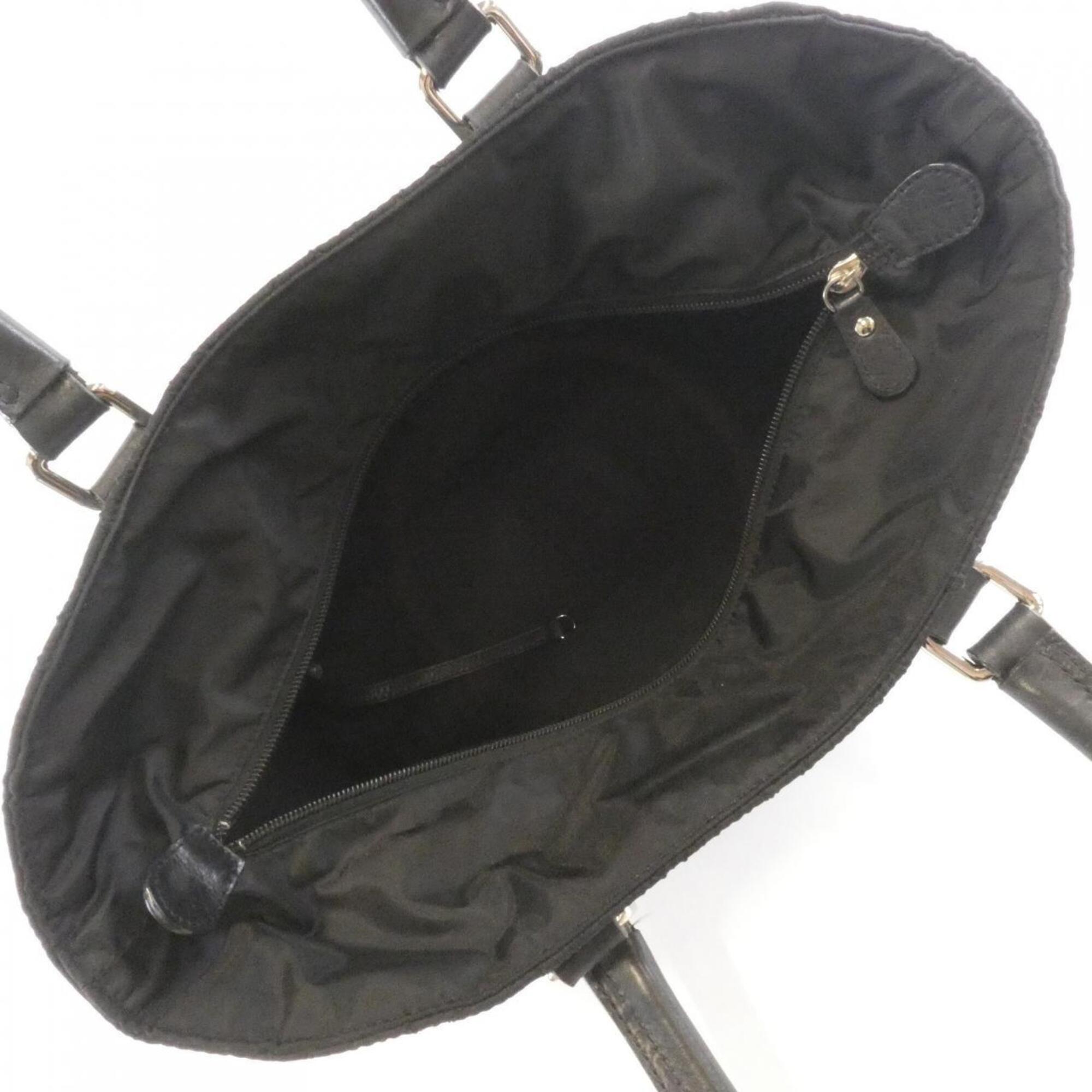 Chanel Black Nylon Leather Handbag (Pre-Owned)