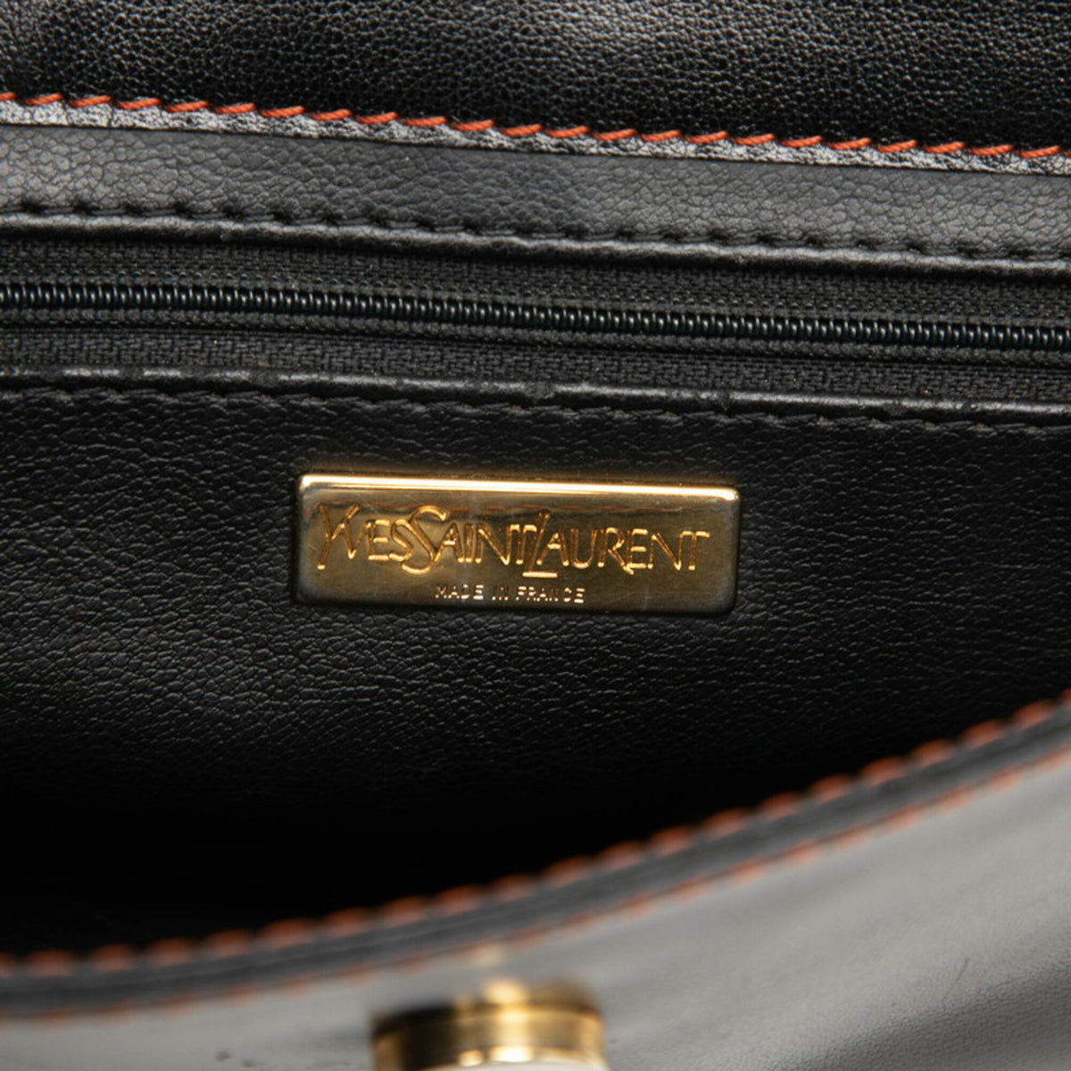 Saint Laurent Black Orange Leather Shoulder Bag (Pre-Owned)