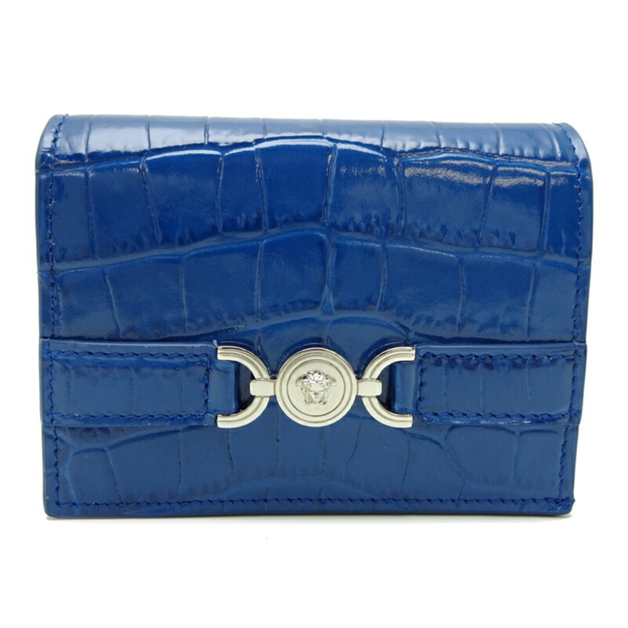 Versace Blue Leather Wallet (Bi-Fold) (Pre-Owned)