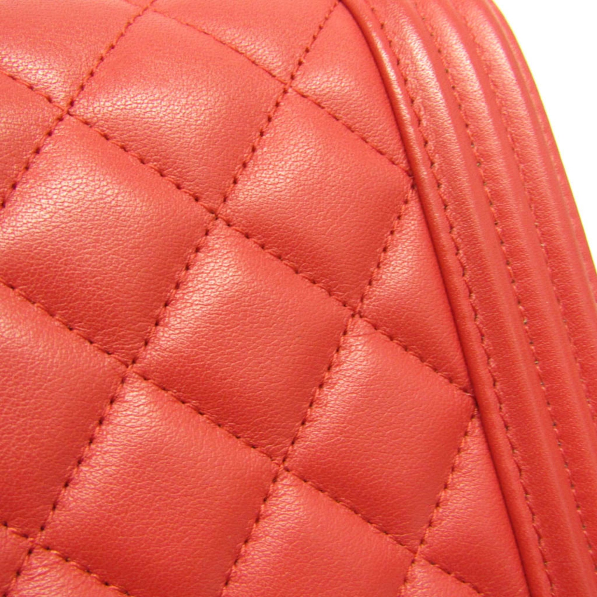 Chanel Boy Chanel Red Color Leather Shoulder Bag (Pre-Owned)