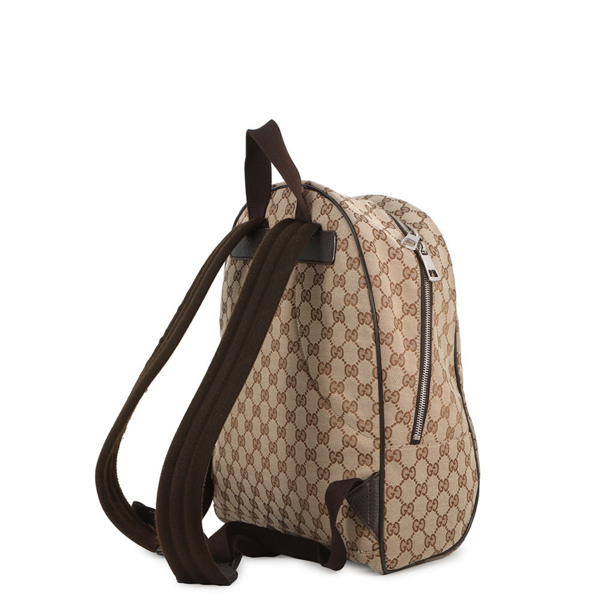 Gucci Beige Brown Gg Canvas Backpack Handbag (Pre-Owned)