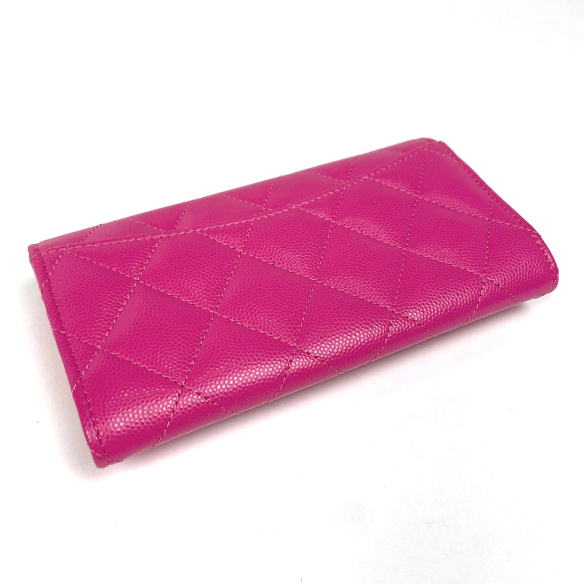 Chanel Pink Grained Calfskin Long Wallet (Bi-Fold) (Pre-Owned)