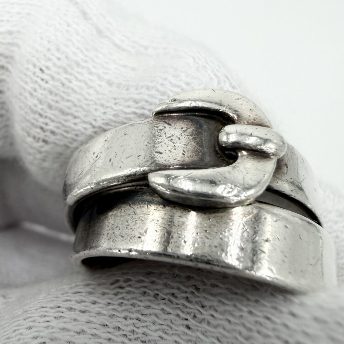 Hermes Silver 925 Band Ring (Pre-Owned)