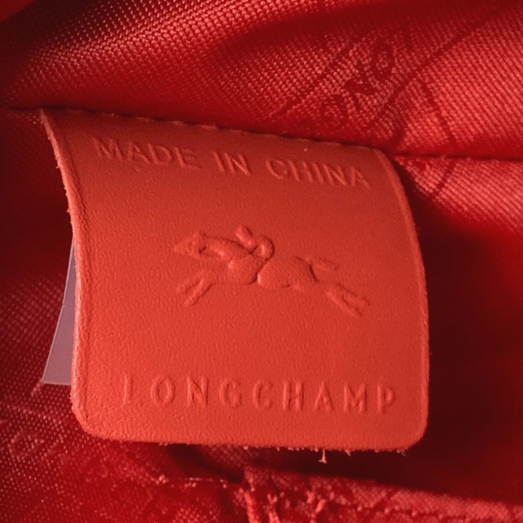 Longchamp Le Pliage Brown Orange Leather Handbag (Pre-Owned)