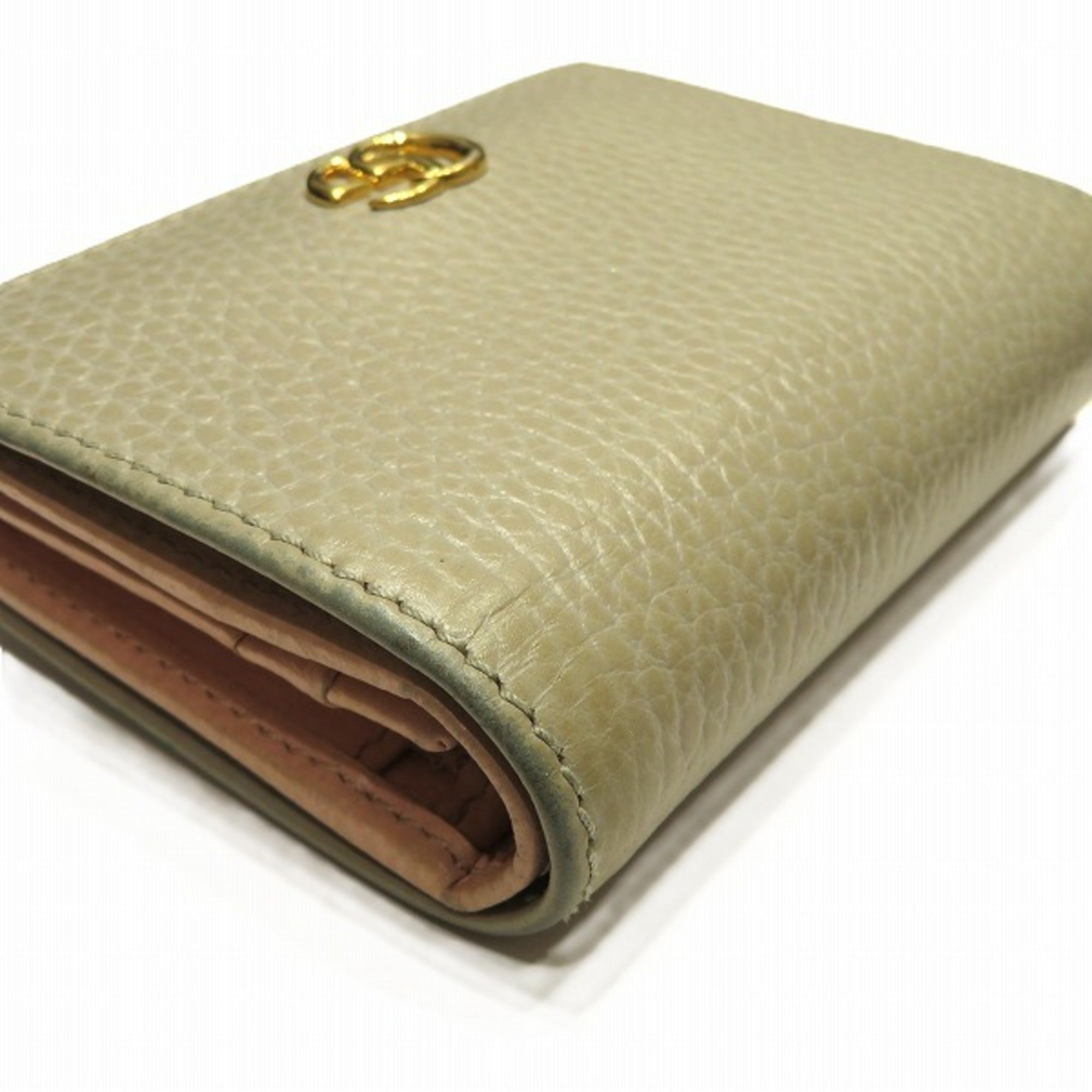 Gucci Light Gray Salmon Pink Leather Wallet (Bi-Fold) (Pre-Owned)