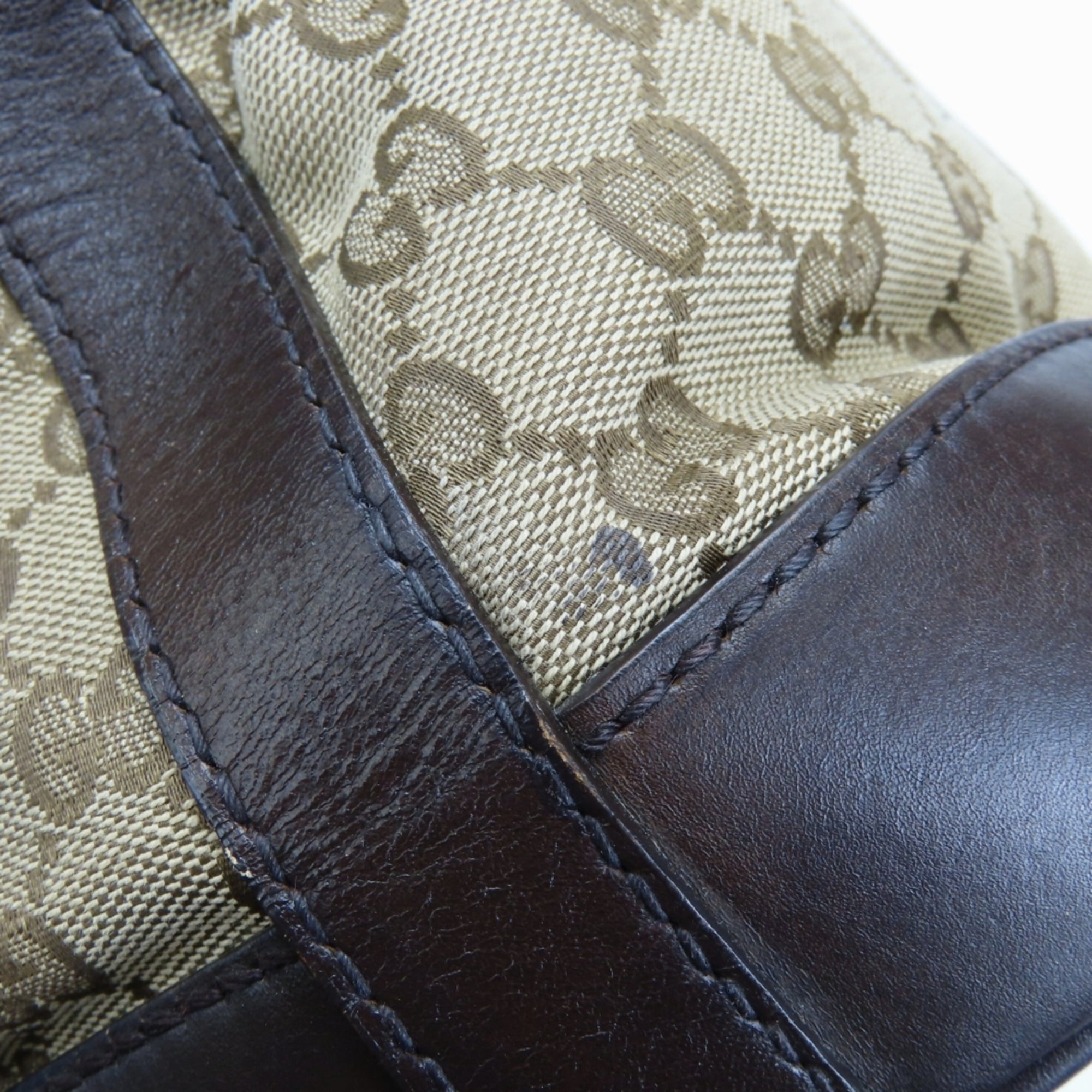 Gucci Beige Dark Brown Gg Canvas Handbag (Pre-Owned)