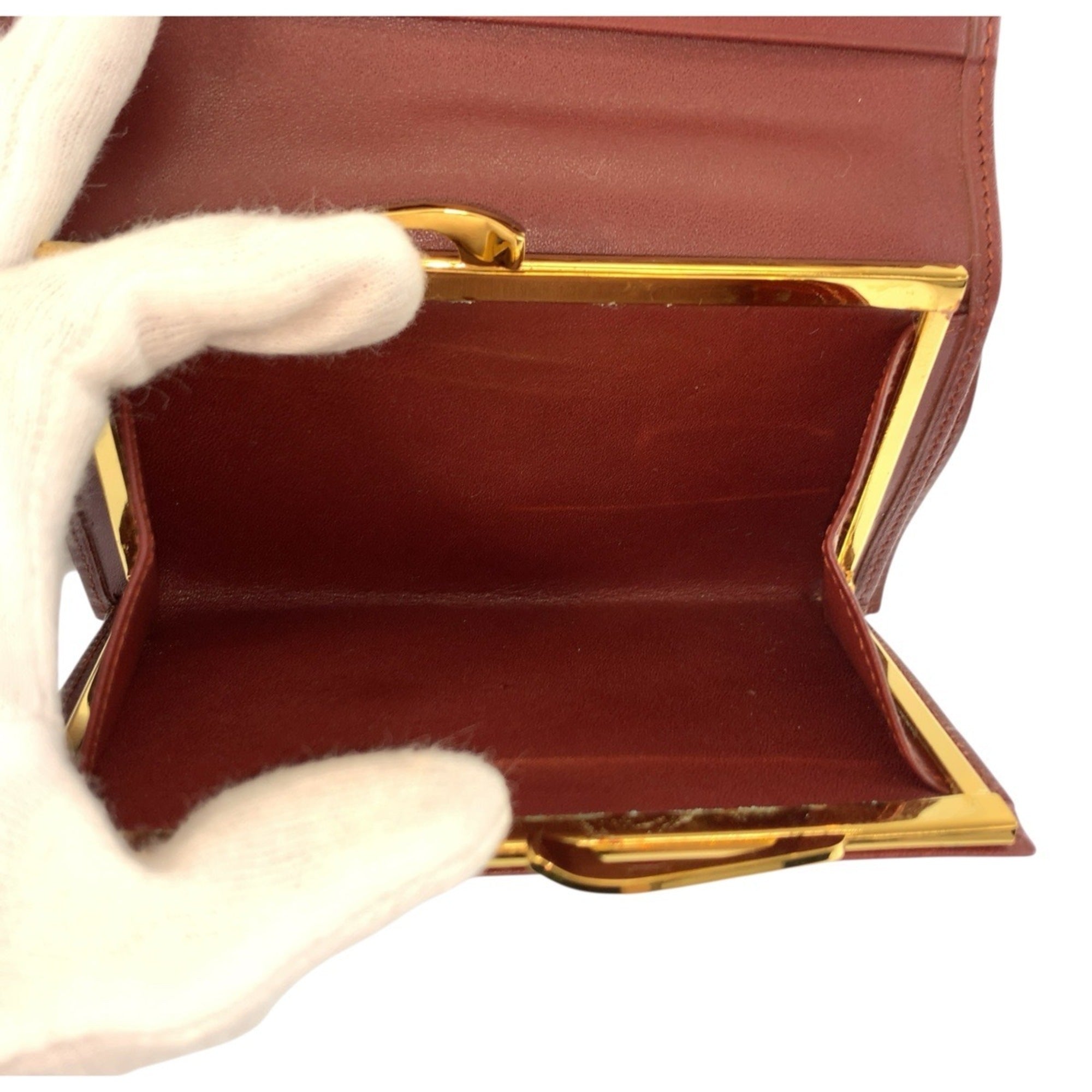 Cartier Bordeaux Leather Coin Purse/Coin Case (Pre-Owned)