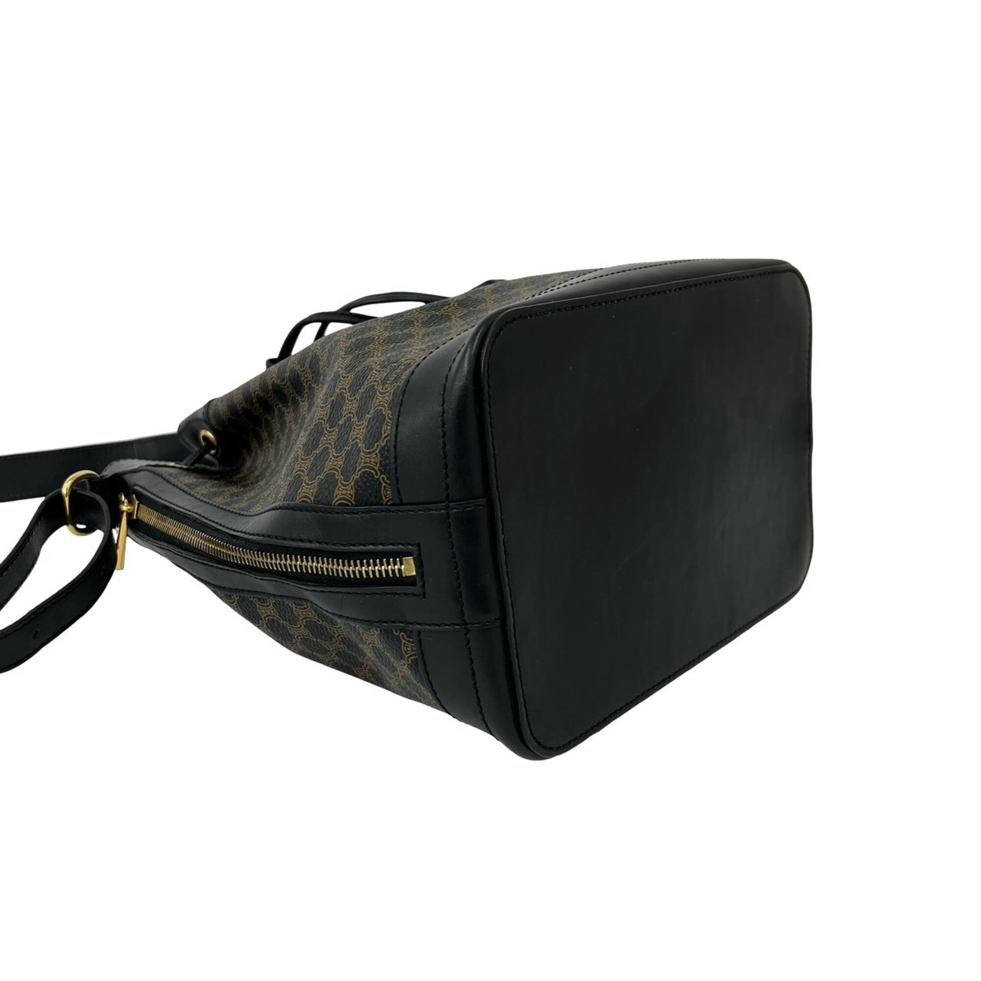 Celine Black Brown Pvc Leather Pochette Shoulder Bag (Pre-Owned)