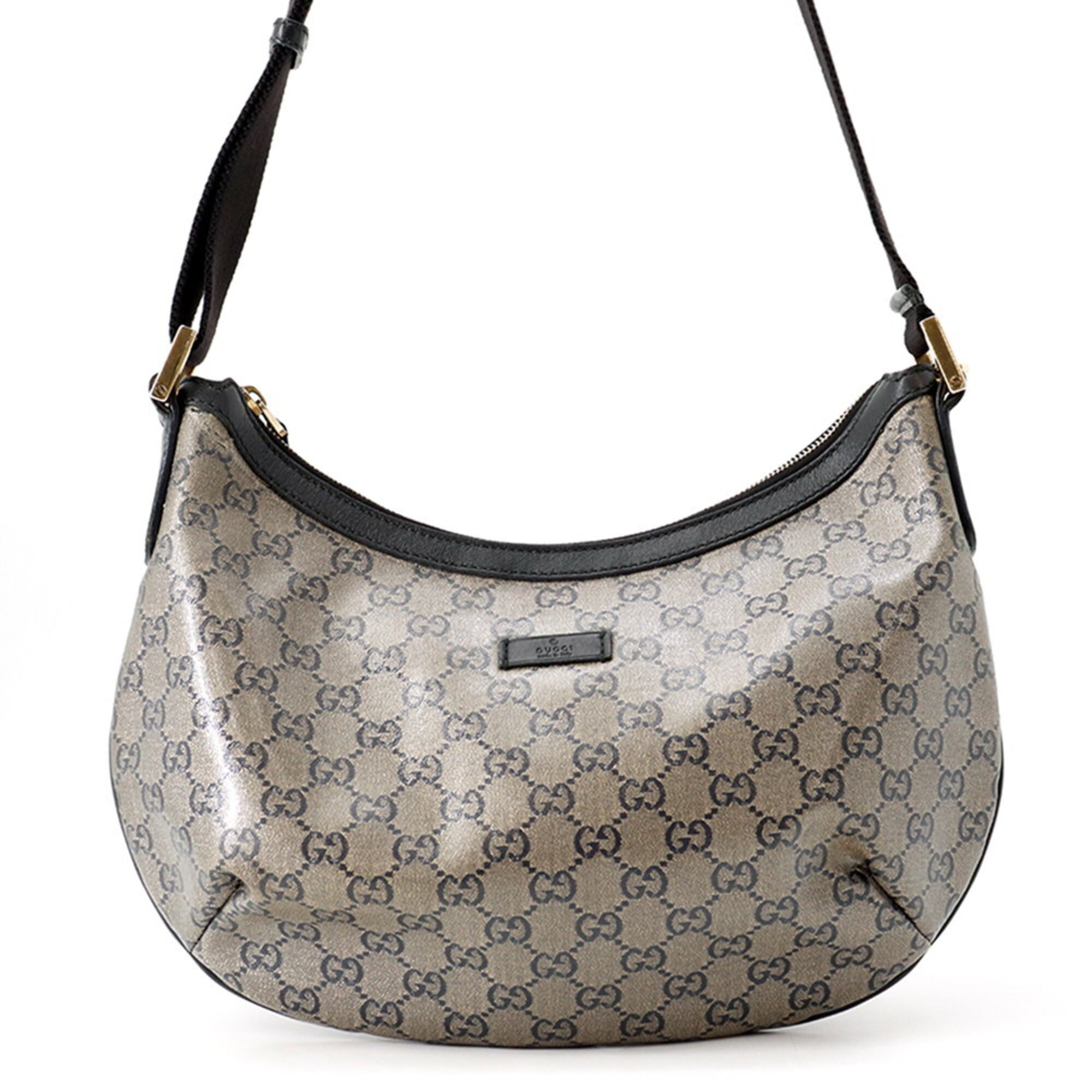 Gucci Black Gold Gray Pvc Leather Shoulder Bag (Pre-Owned)