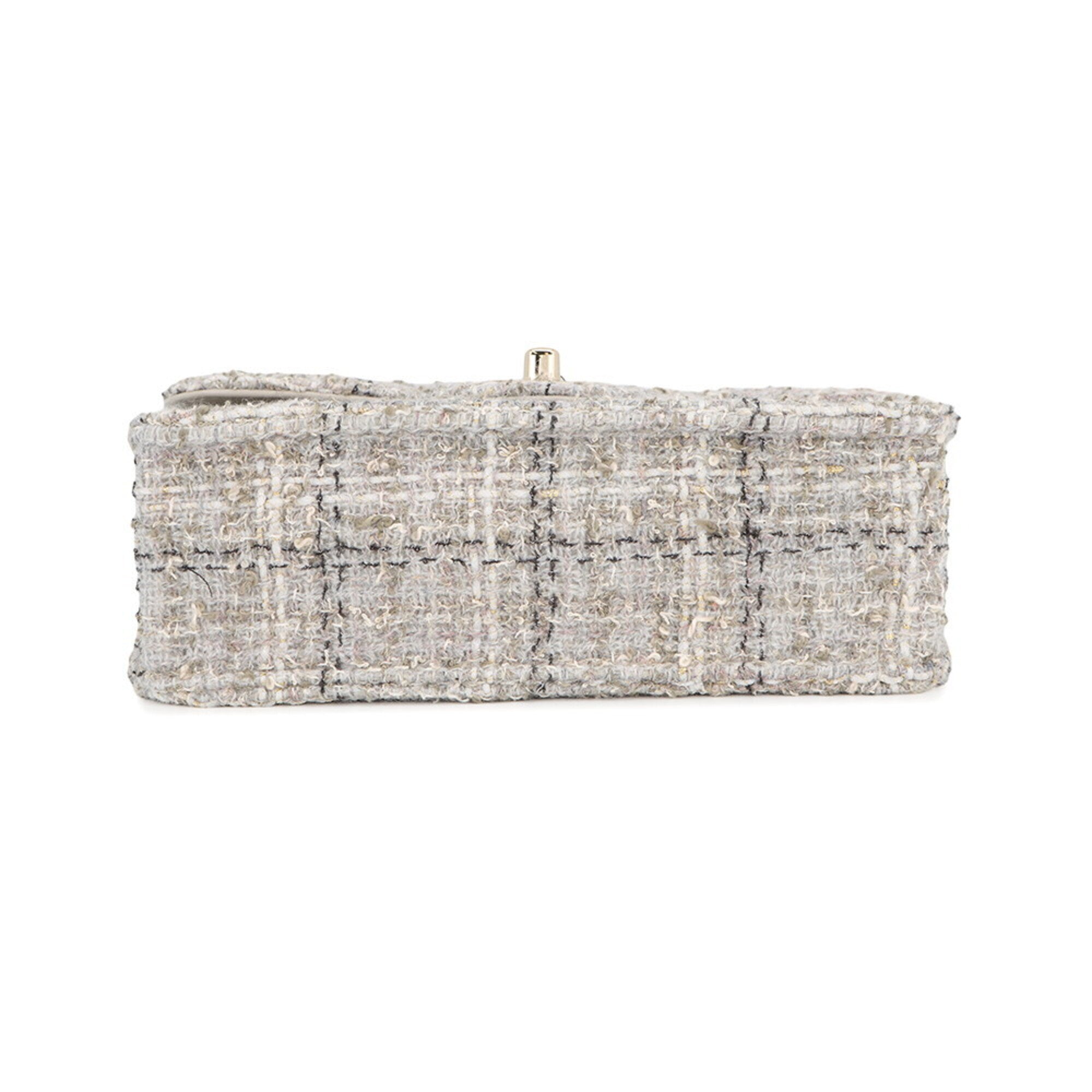 Chanel Gray Tweed Handbag Shoulder Bag (Pre-Owned)