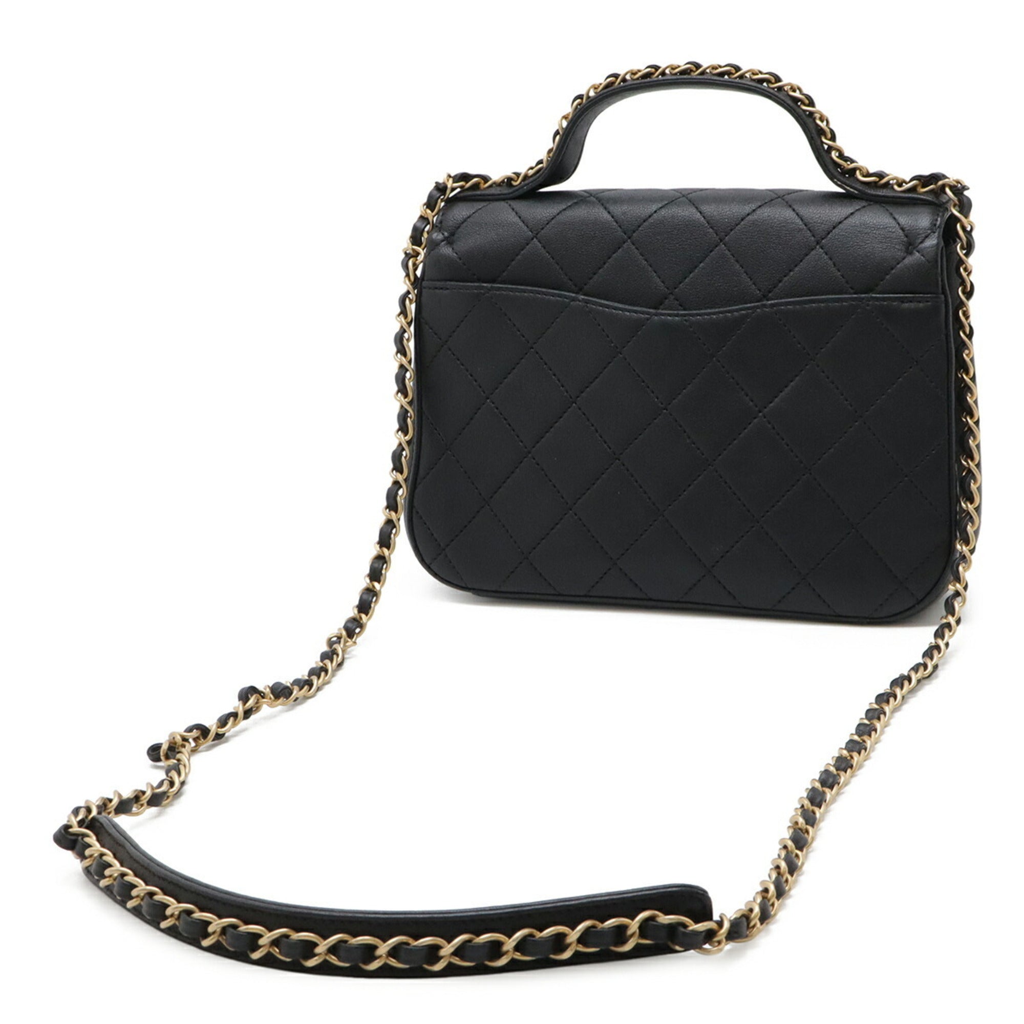Chanel Matelasse Black Leather Handbag Shoulder Bag (Pre-Owned)