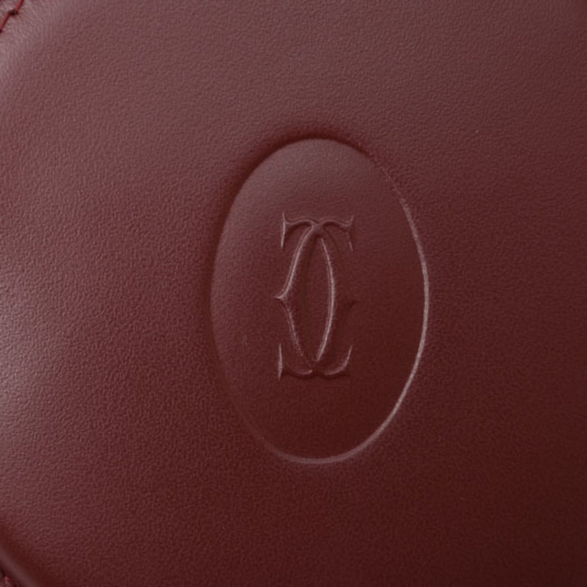 Cartier Bordeaux Leather Coin Purse/Coin Case (Pre-Owned)