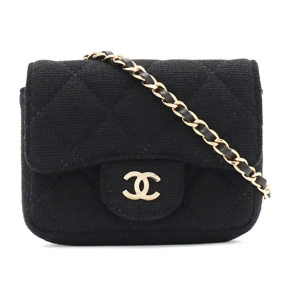 Chanel Black Cotton Jersey Pochette Pouch Shoulder Bag (Pre-Owned)