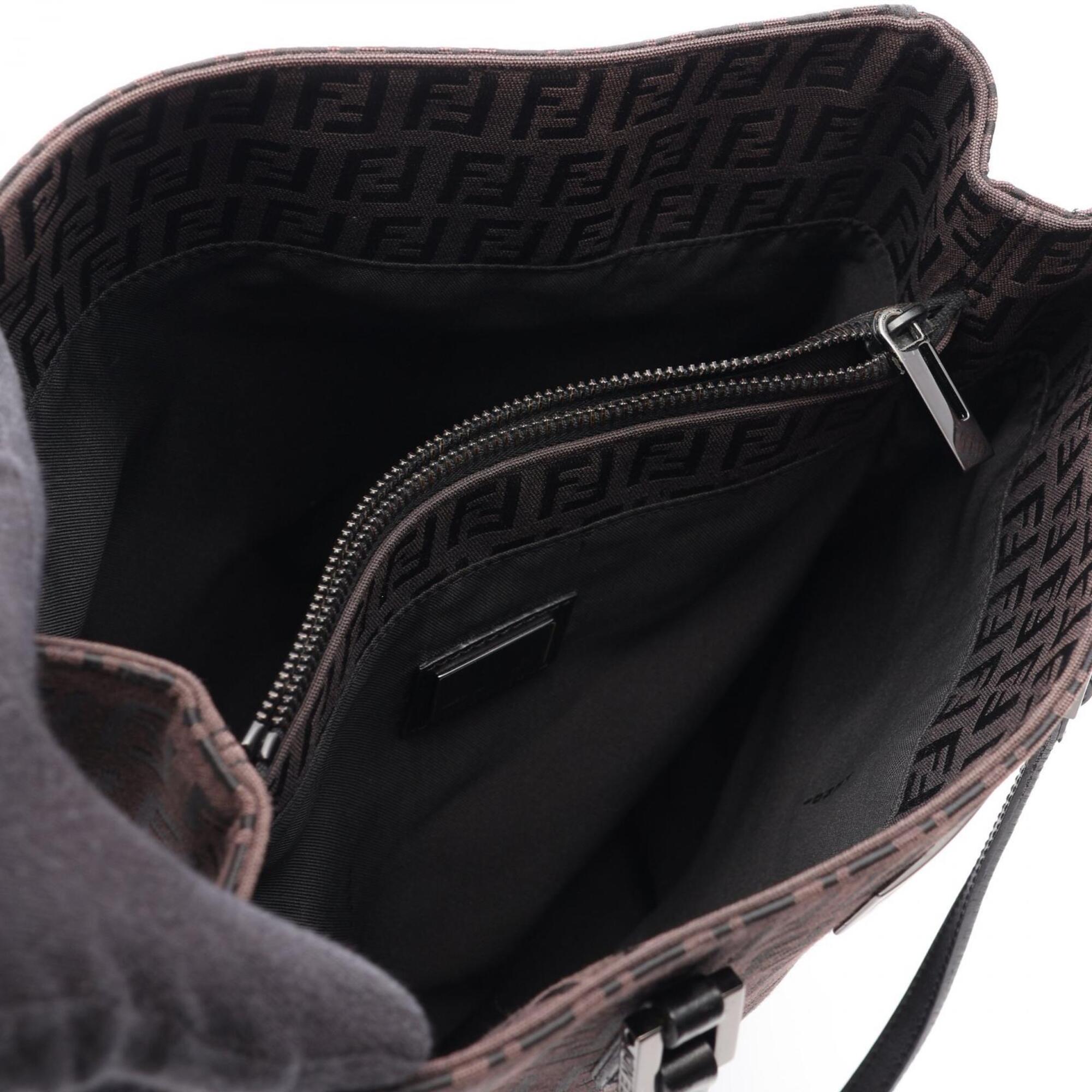 Fendi Brown Canvas Leather Handbag Tote Bag (Pre-Owned)