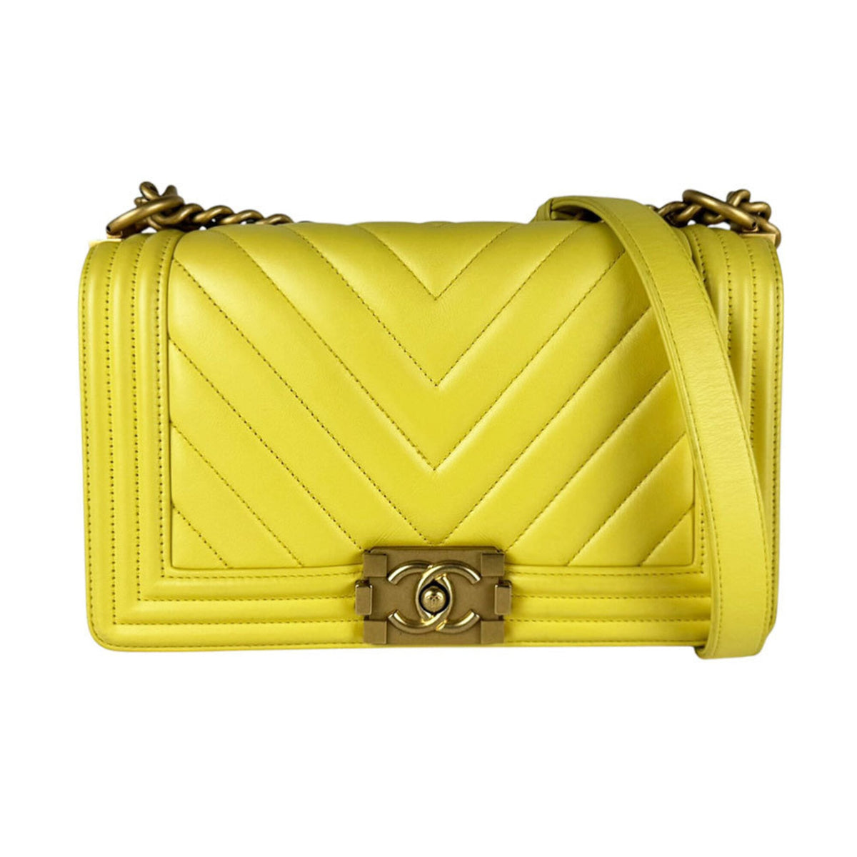 Chanel Yellow Leather Shoulder Bag (Pre-Owned)