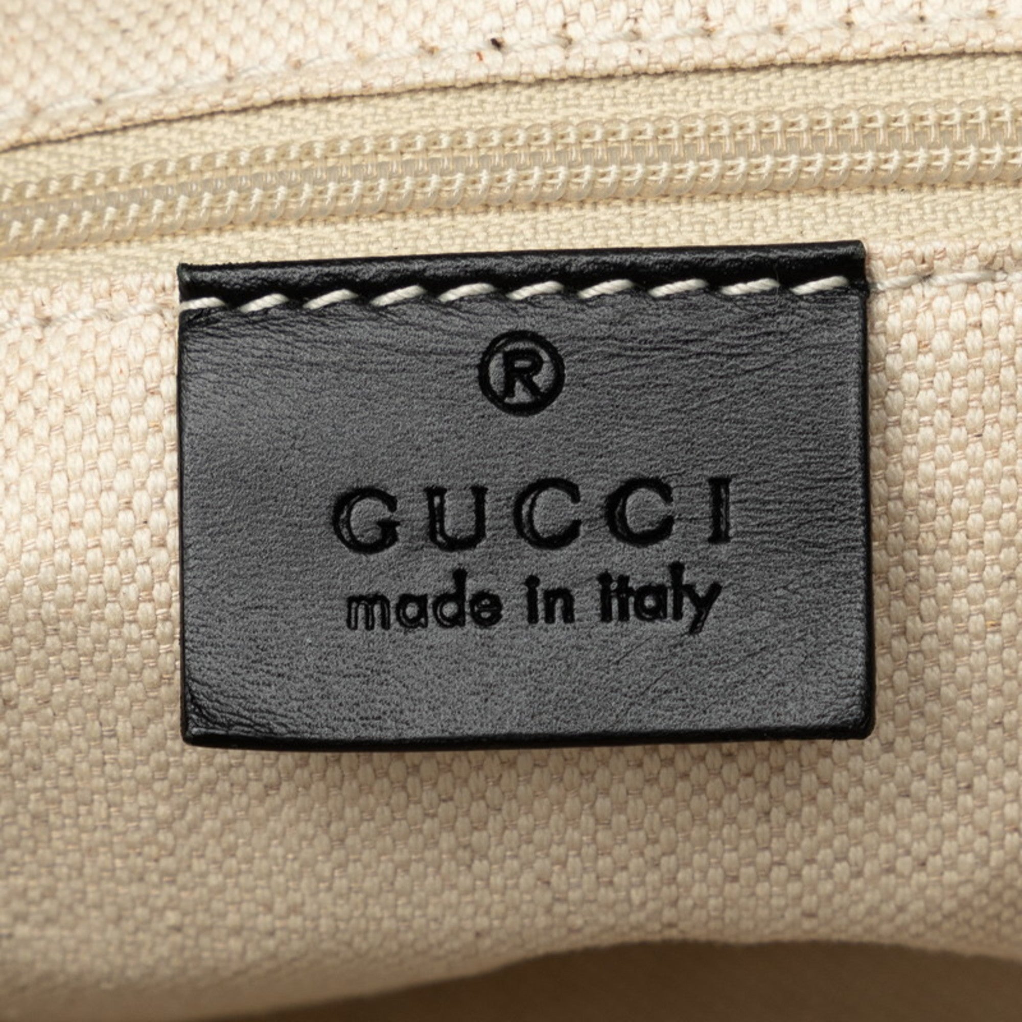 Gucci Diamante Beige Black Canvas Handbag Shoulder Bag (Pre-Owned)