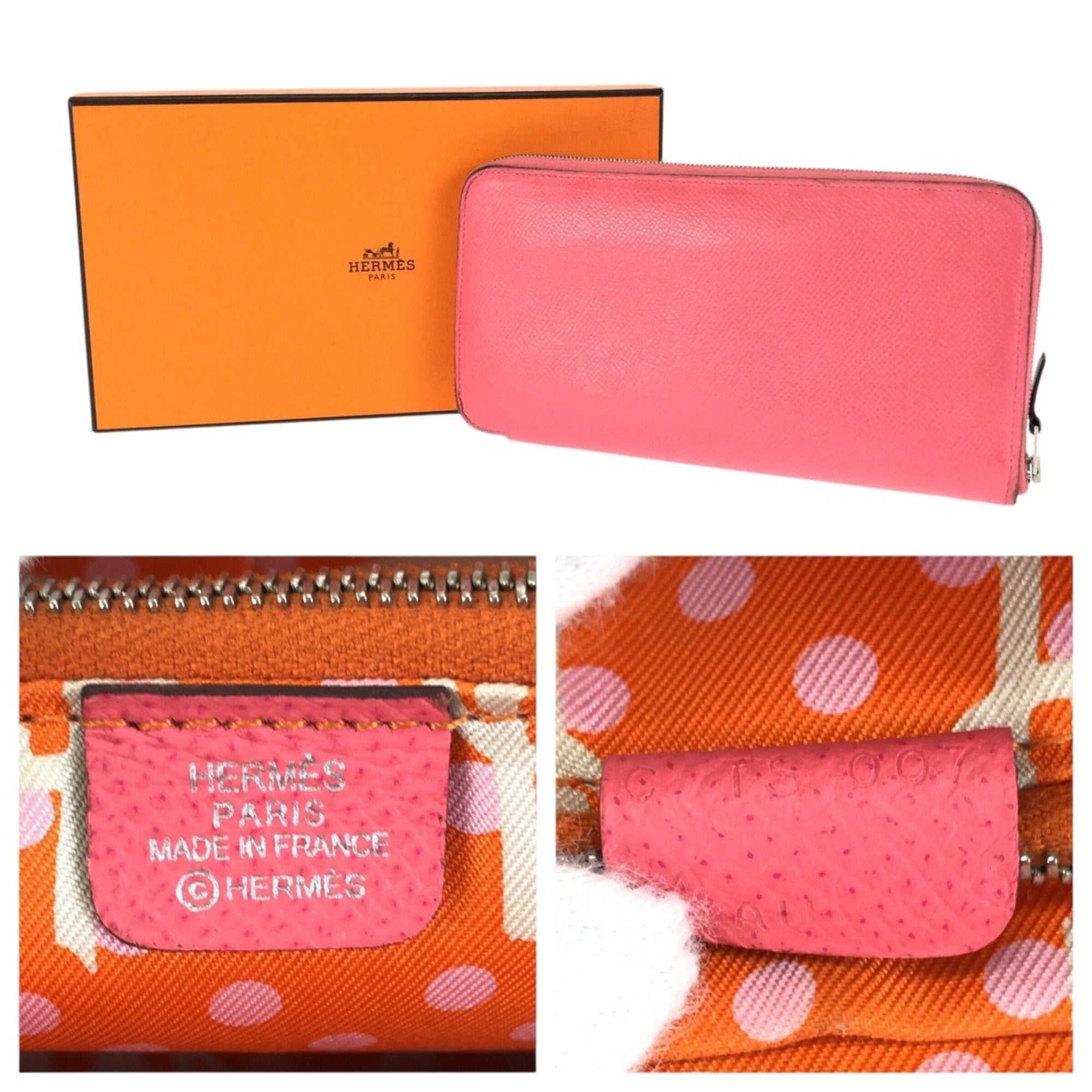 Hermes Pink Rose Azalee Epsom Leather Long Wallet (Bi-Fold) (Pre-Owned)