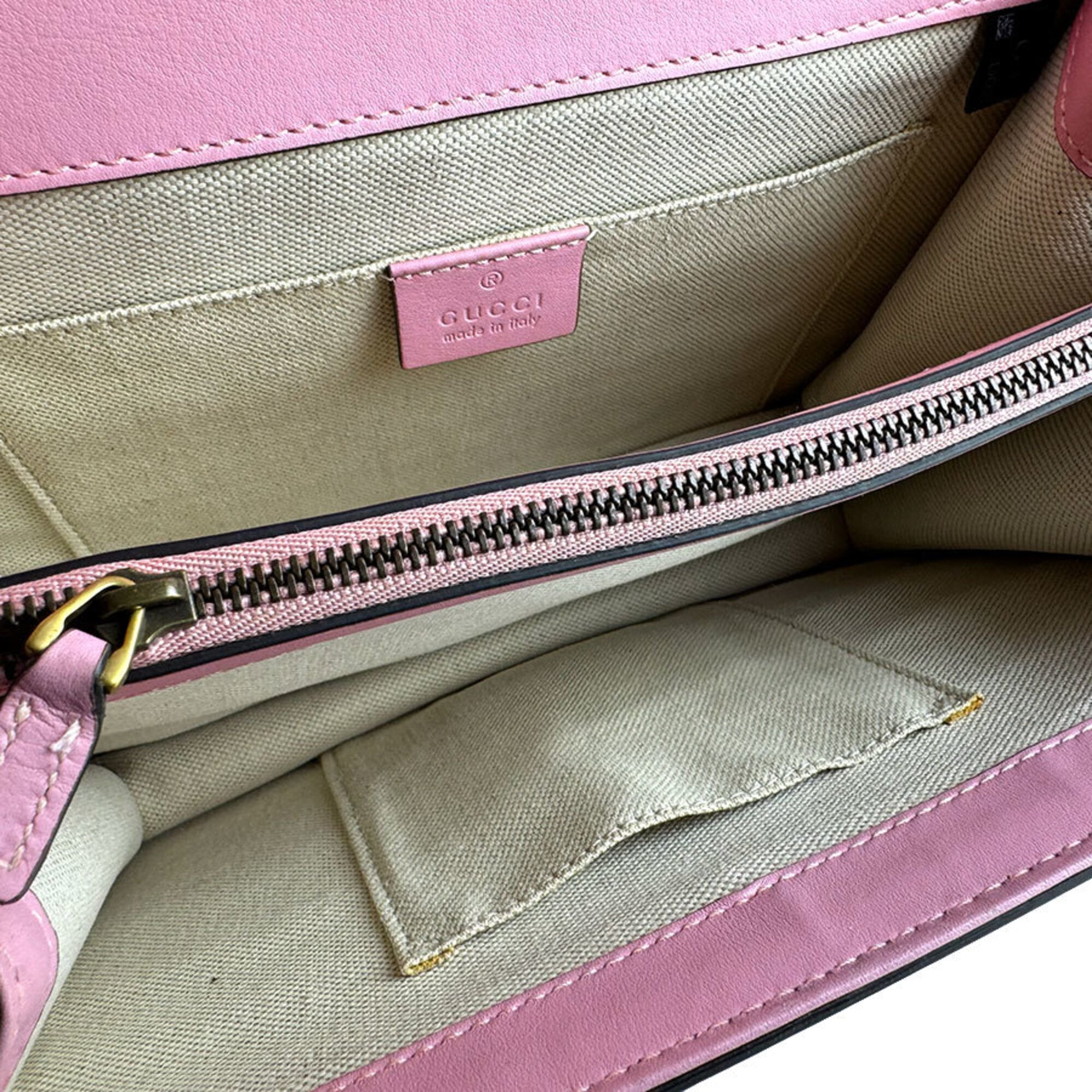 Gucci Navy Pink Red Color Leather Handbag Shoulder Bag (Pre-Owned)