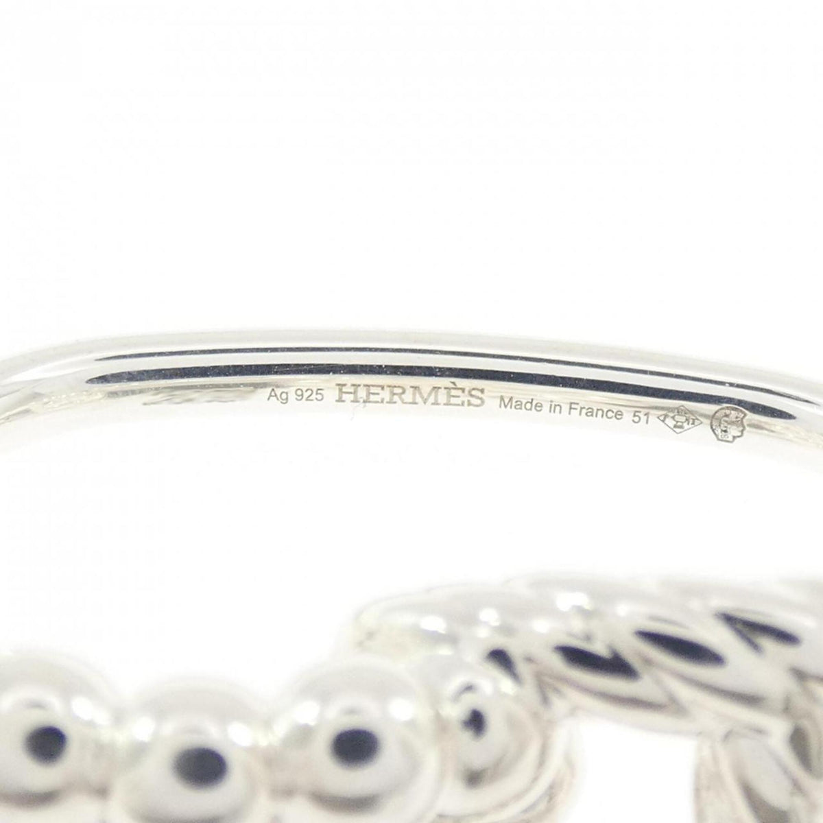 Hermes Silver Silver 925 Band Ring (Pre-Owned)