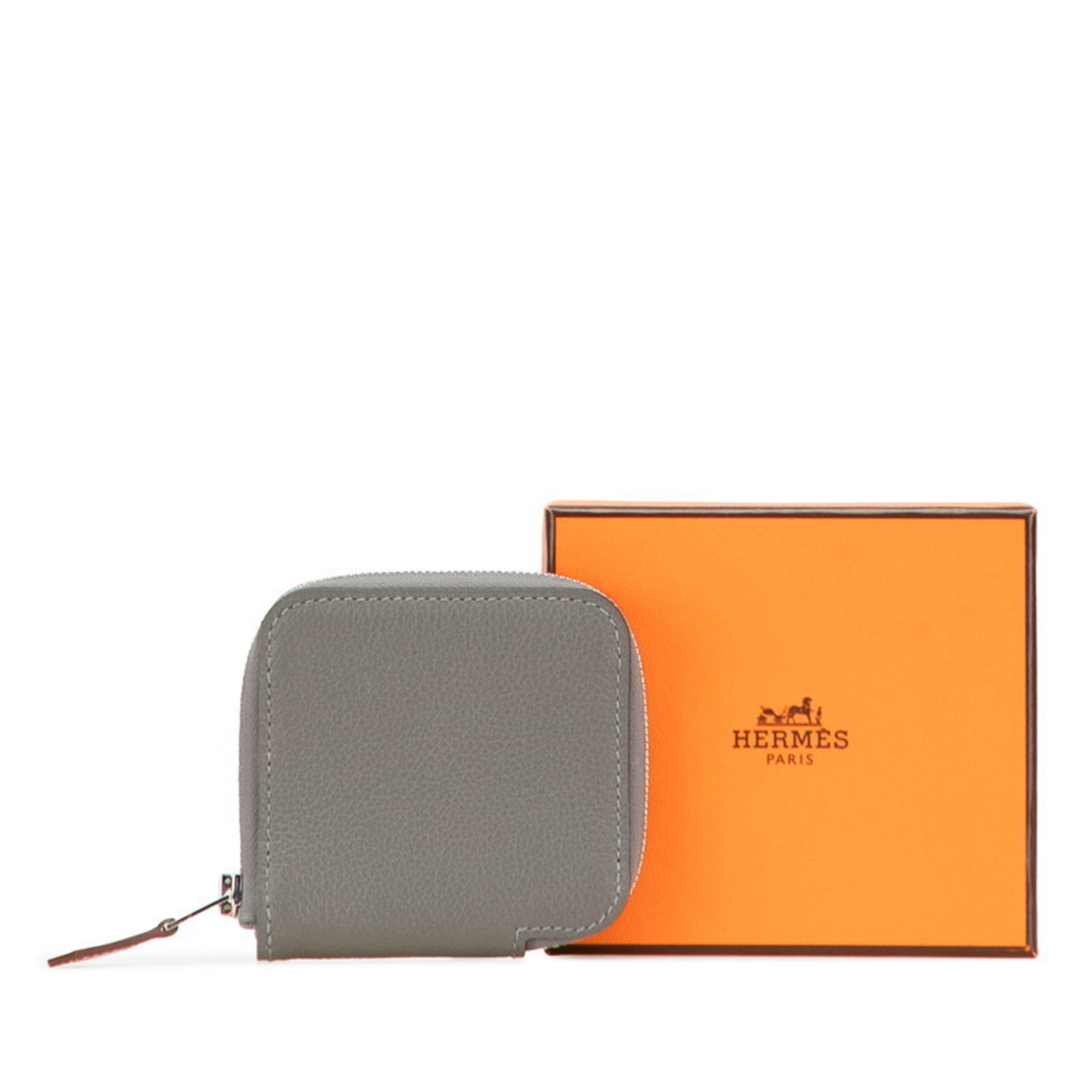 Hermes Azap Gray Coin Purse/Coin Case (Pre-Owned)