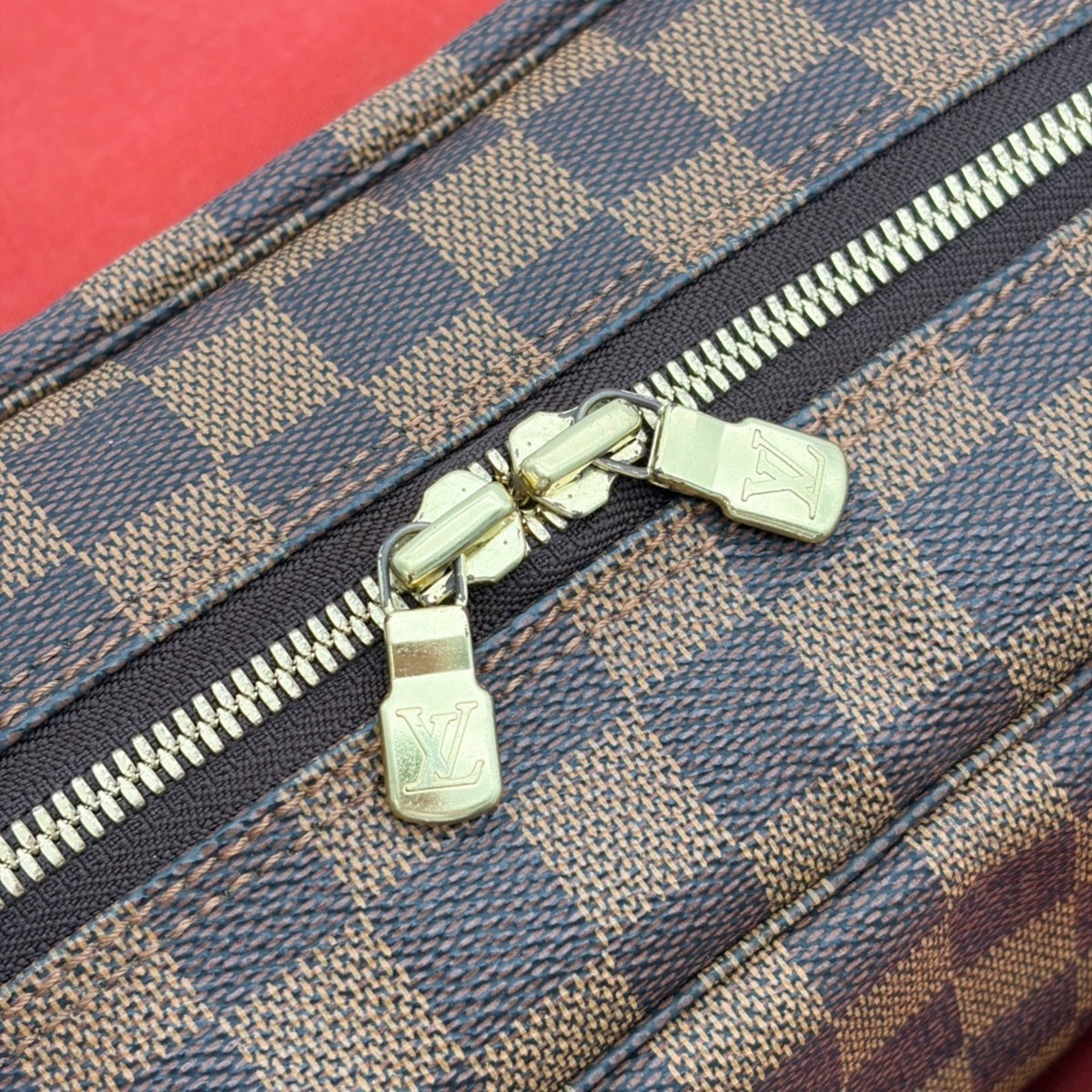 Louis Vuitton Ebene Damier Canvas Leather Shoulder Bag (Pre-Owned)