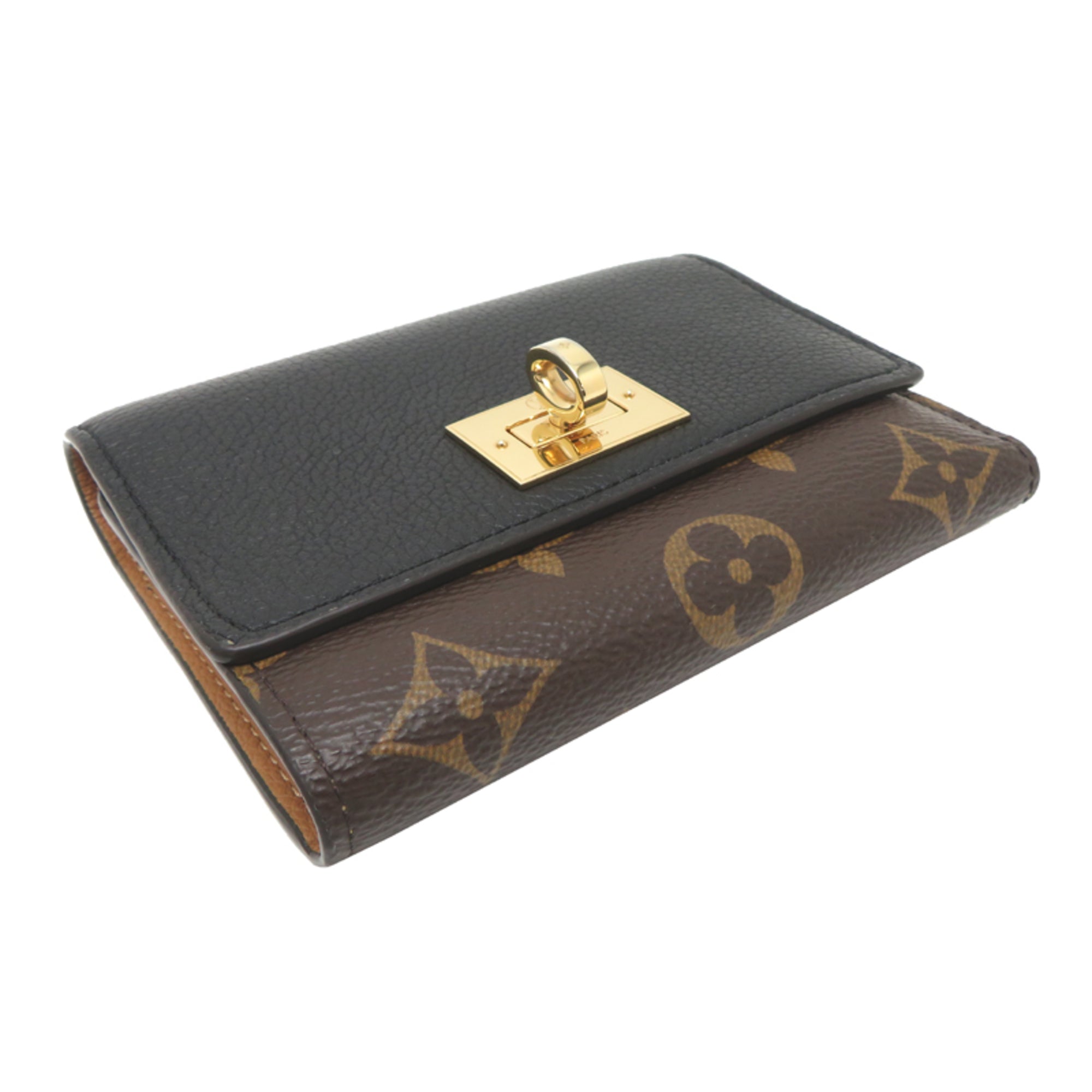 Louis Vuitton Black Brown Monogram Wallet (Tri-Fold) (Pre-Owned)
