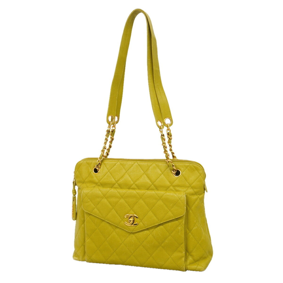 Chanel Light Green Grained Calfskin Tote Bag (Pre-Owned)