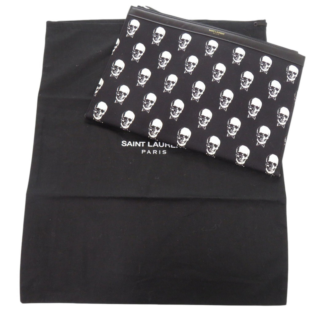 Yves Saint Laurent Black Canvas Leather Clutch Bag (Pre-Owned)