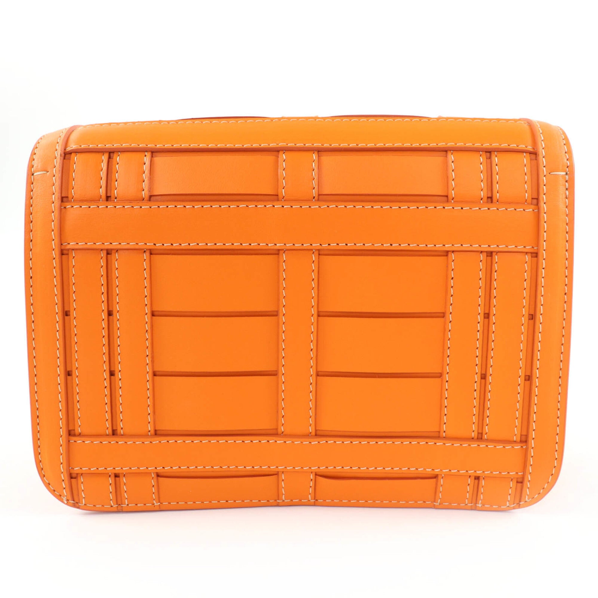 Burberry Orange Leather Clutch Bag Shoulder Bag (Pre-Owned)