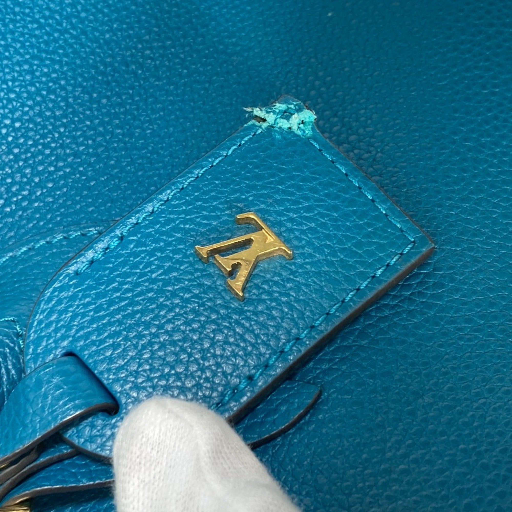 Louis Vuitton Blue Leather Handbag Shoulder Bag Tote Bag (Pre-Owned)