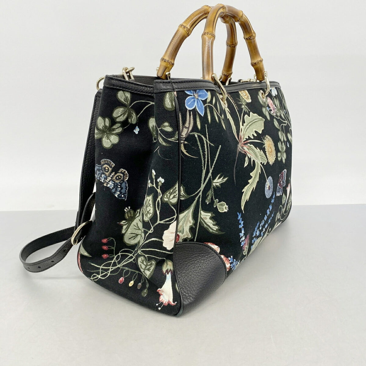Gucci Black Multi-Color Canvas Tote Bag (Pre-Owned)