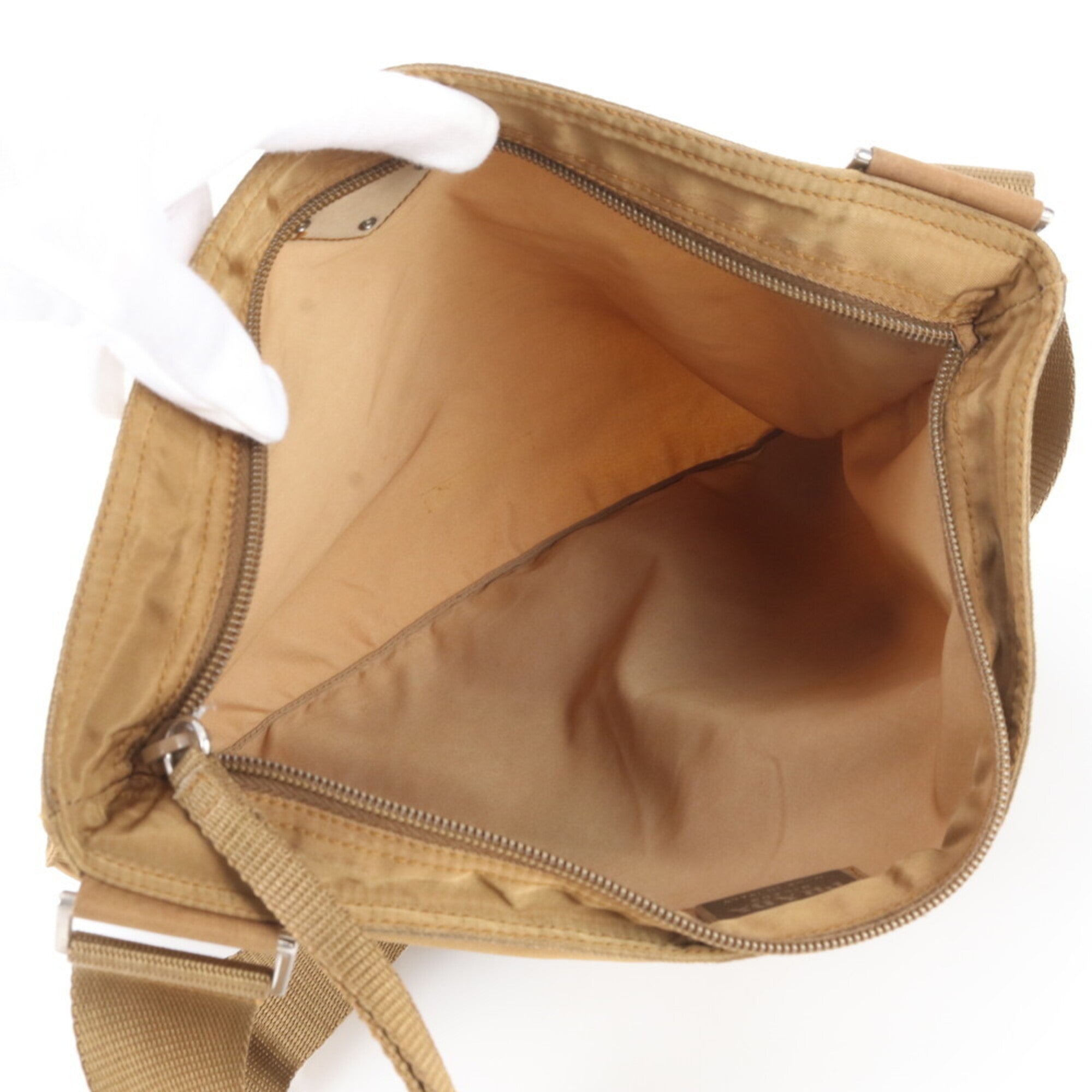 Prada Brown Leather Nylon Messenger Bag Shoulder Bag (Pre-Owned)