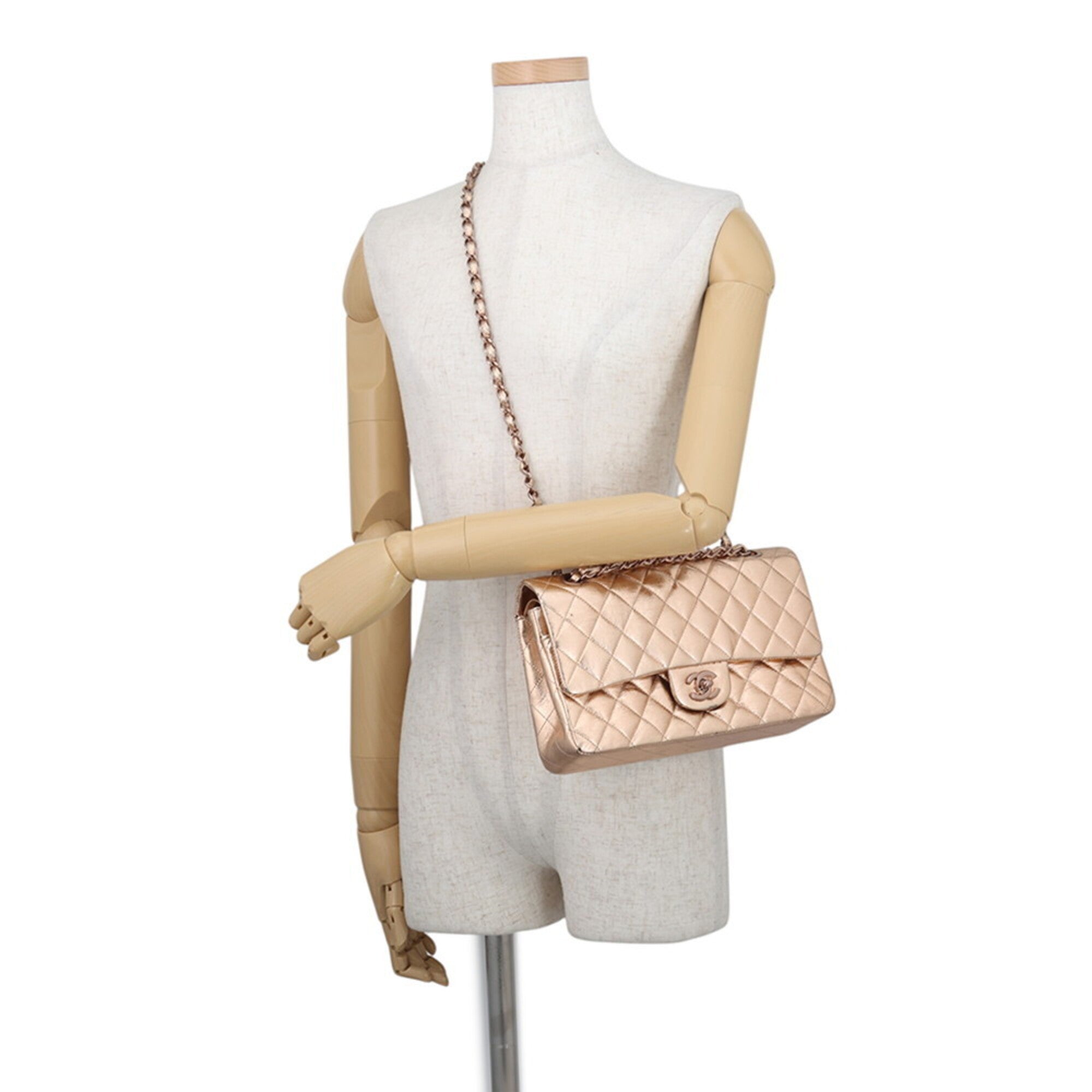 Chanel Gold Pink Handbag Shoulder Bag (Pre-Owned)